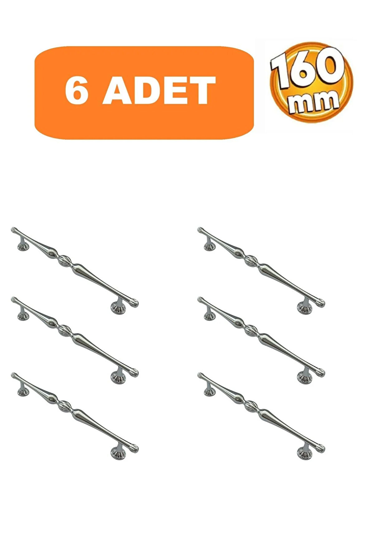 160mm Galata Model Mobilya Mutfak Çekmece Dolap Dolabı Kulpu Kulbu Kulpları 6 Adet Krom