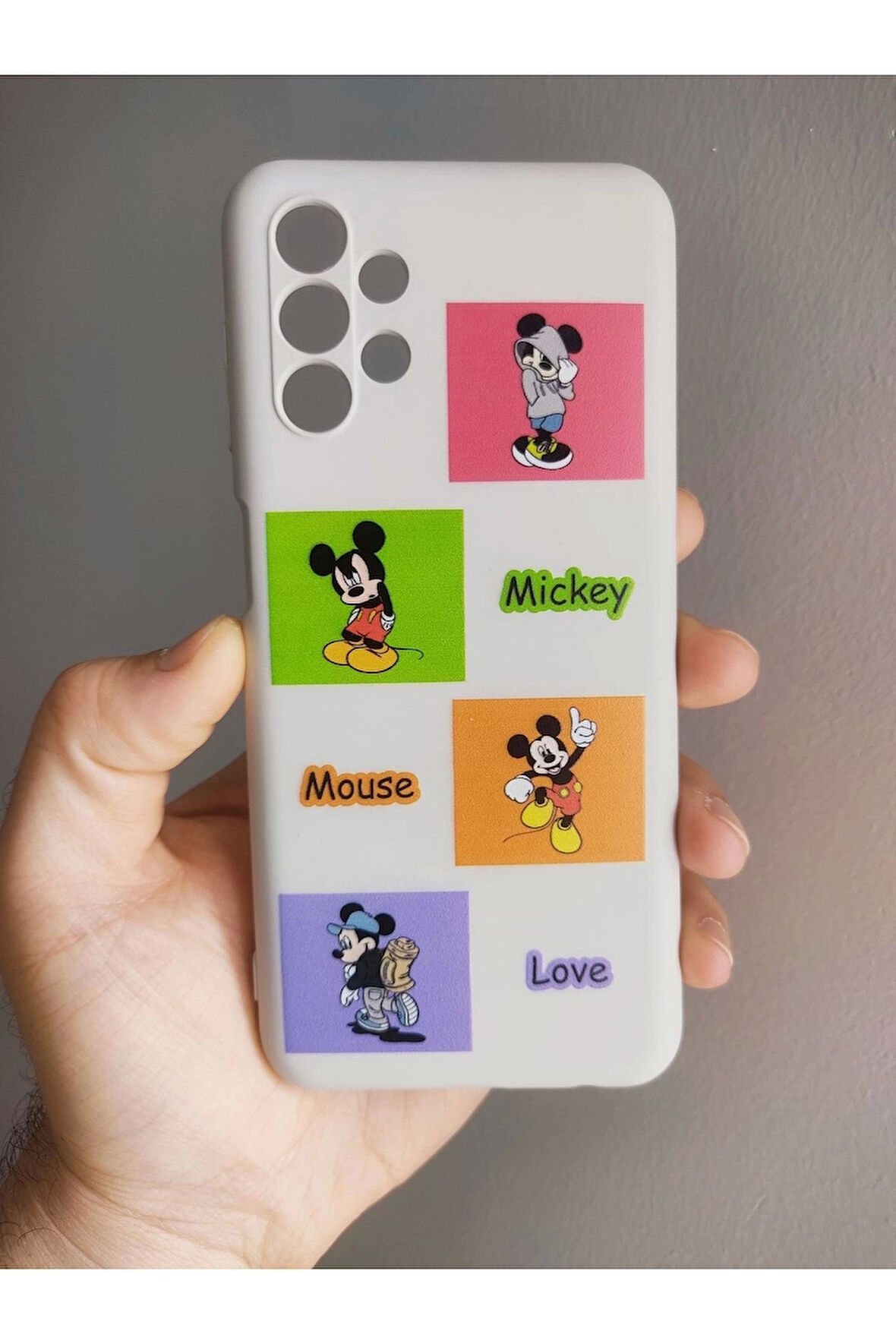 Samsung Galaxy A13 Uyumlu Mickey Mouse Tasarım Içi Kadife Kılıf