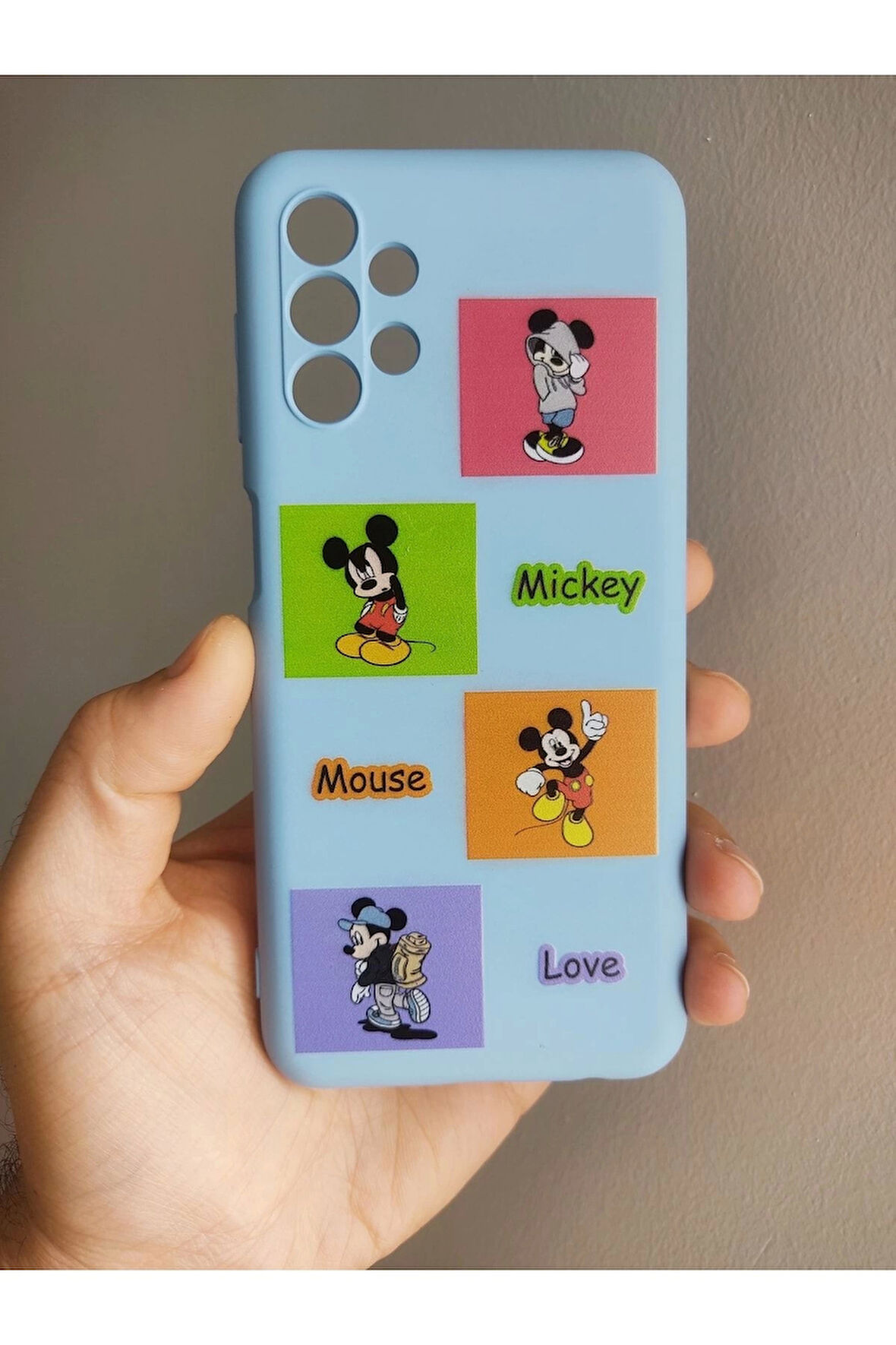 Samsung Galaxy A13 Uyumlu Mickey Mouse Tasarım Içi Kadife Kılıf