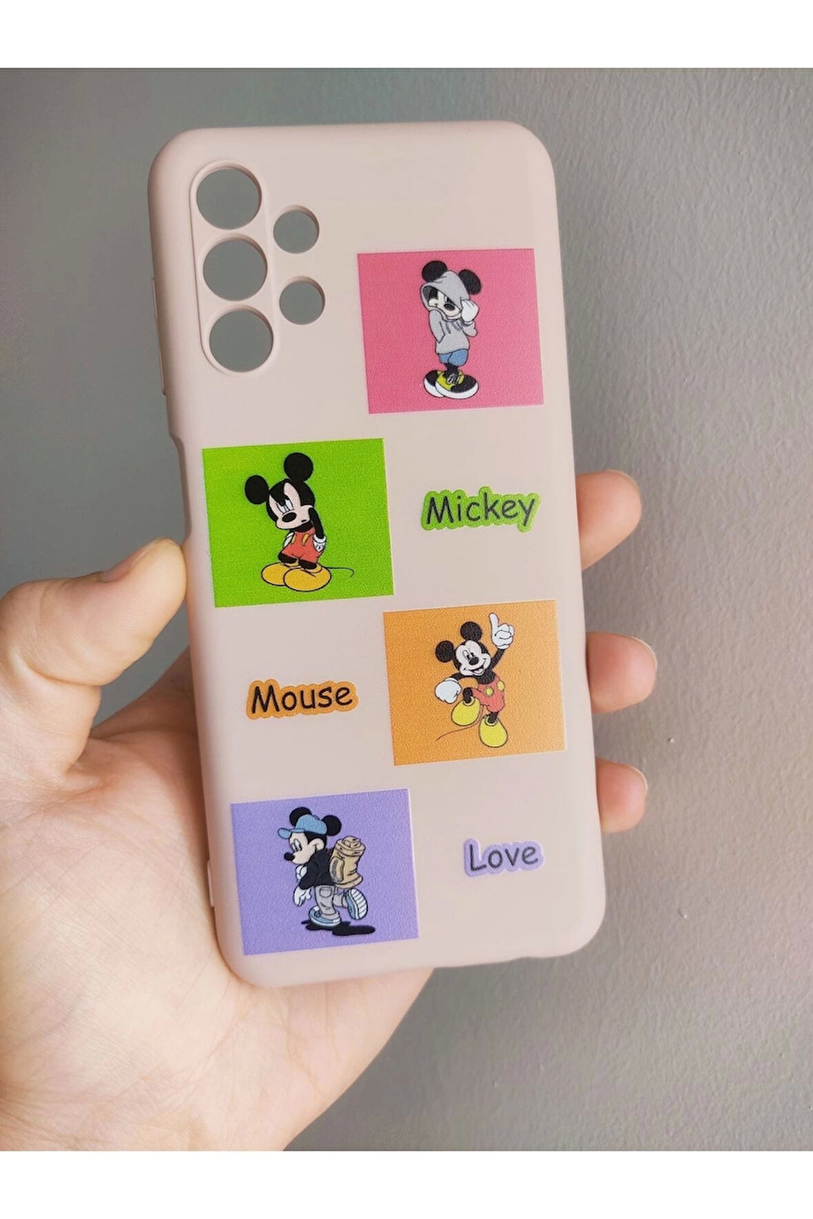 Samsung Galaxy A13 Uyumlu Mickey Mouse Tasarım Içi Kadife Kılıf