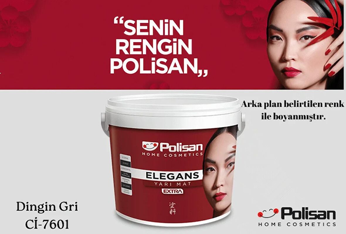 Polisan Elegans Extra Parlak-Küf Önleyici-Antibakteriyel Silinebilir İç Cephe Boyası 2.5lt-Dingin Gri