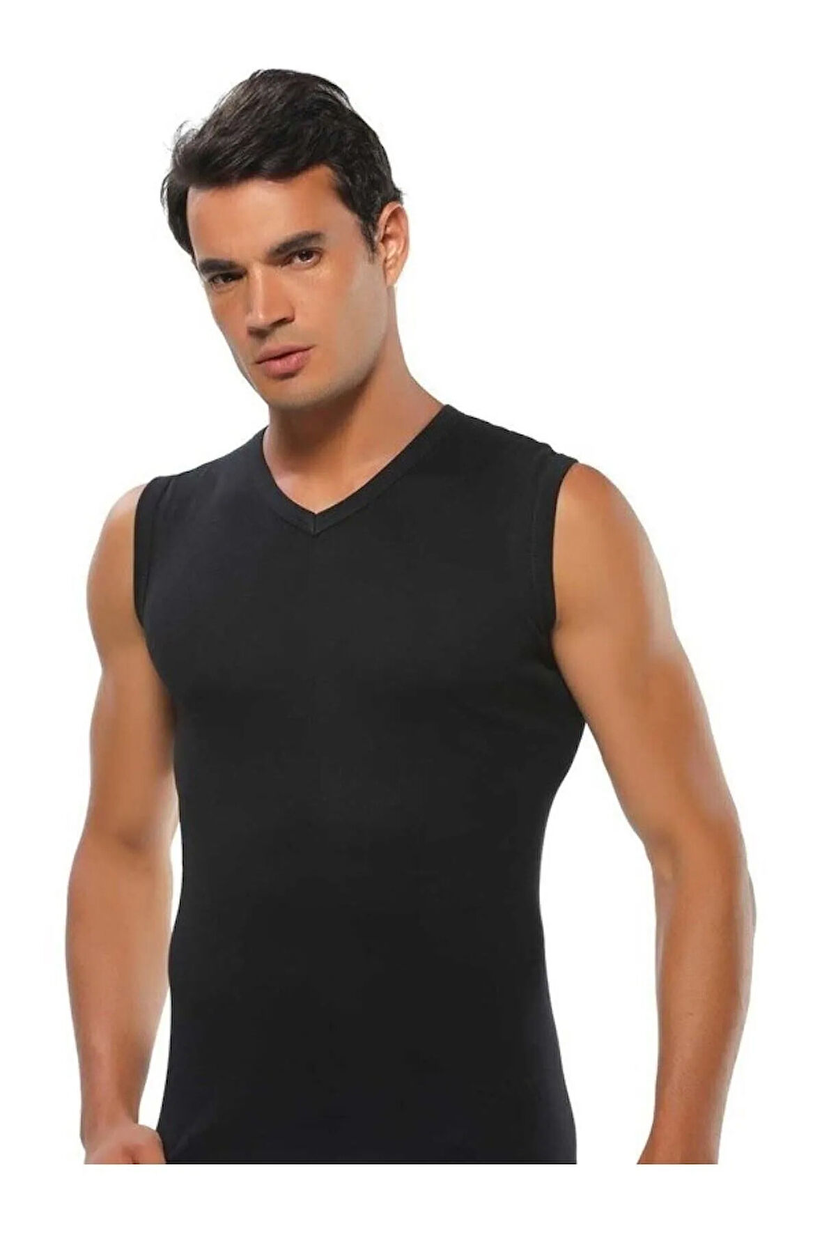 12 Adet Gri Renk V Yaka Kolsuz Atlet