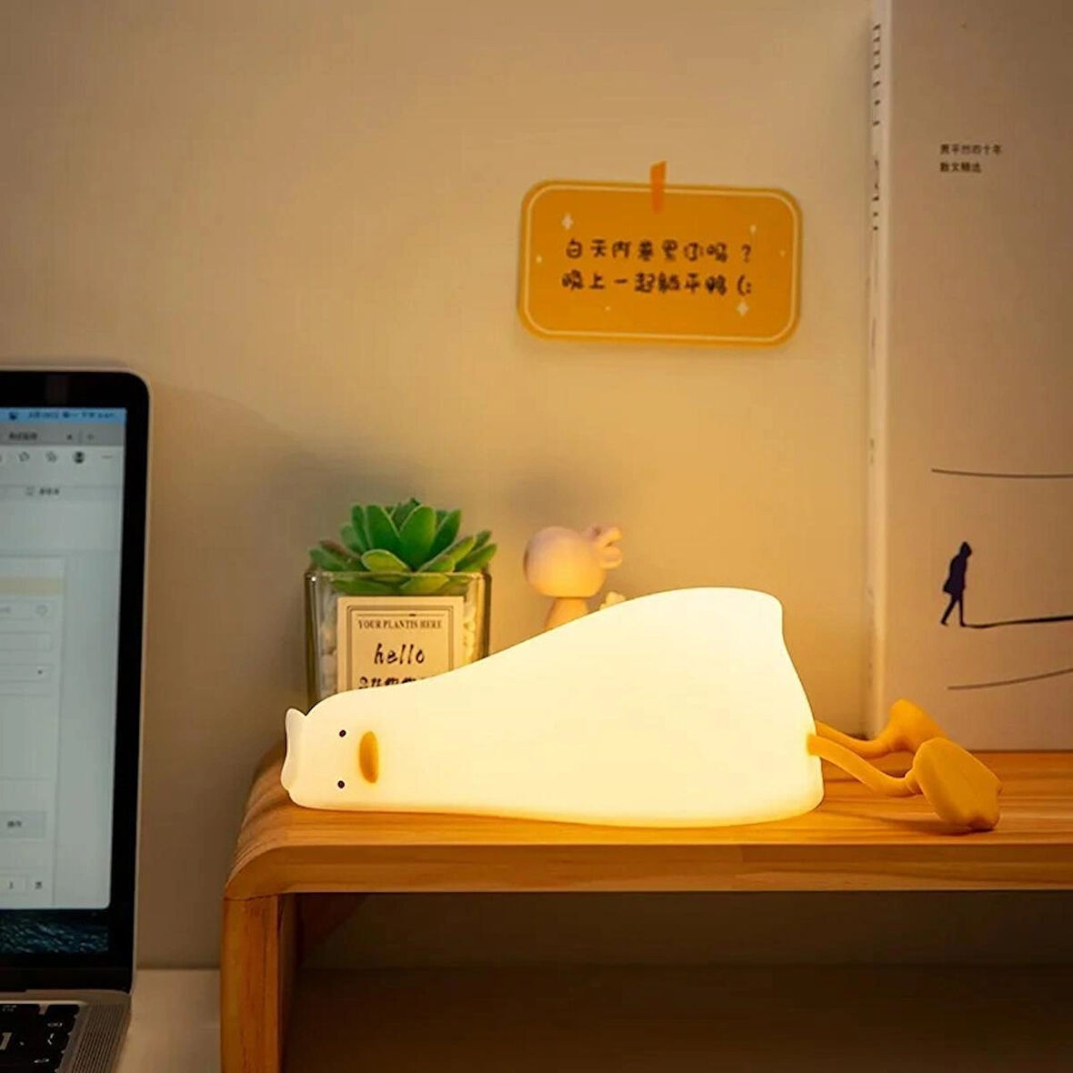 Gece Lambası USB Şarjlı Kısılabilir Yumuşak Silkon LED Işık Çocuk ve Yetişkinler İçin Sevimli Ördek