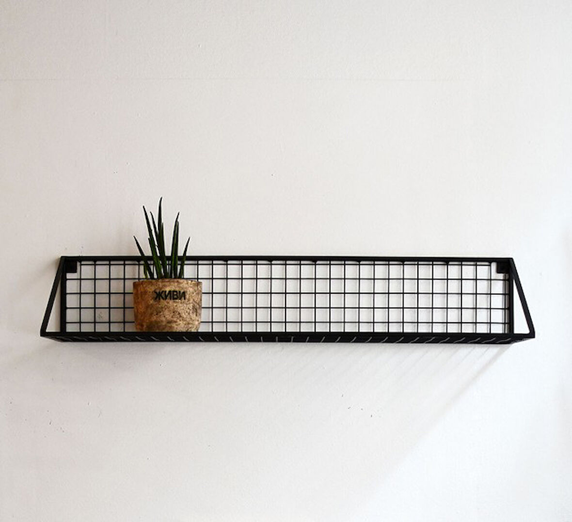 Büyük 100x25x15 Tel Duvar Rafı  (siyah renk)