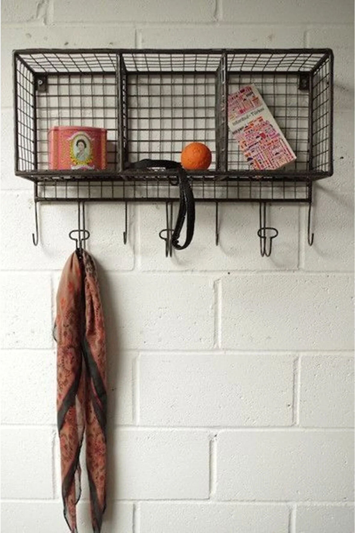 Çok Amaçlı 3 Gözlü Antre Banyo Ve Mutfak 7 Askılı Telli Duvar Rafı (SİYAH)