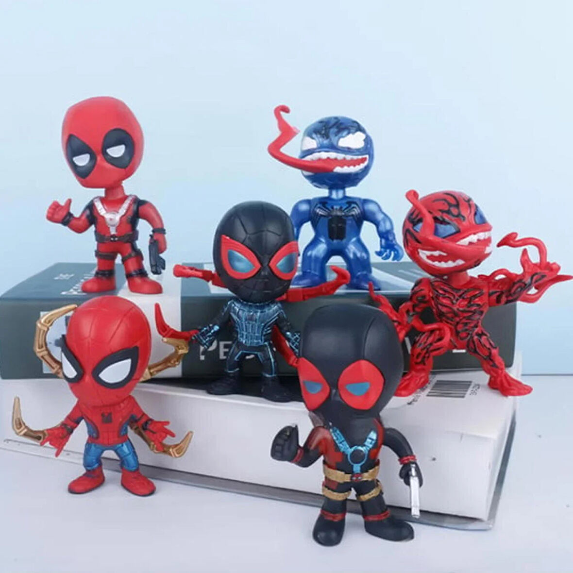 6'lı Anime Karakter Seti Spider-Man Siyah Spider-Man Venom Carnage Deadpool