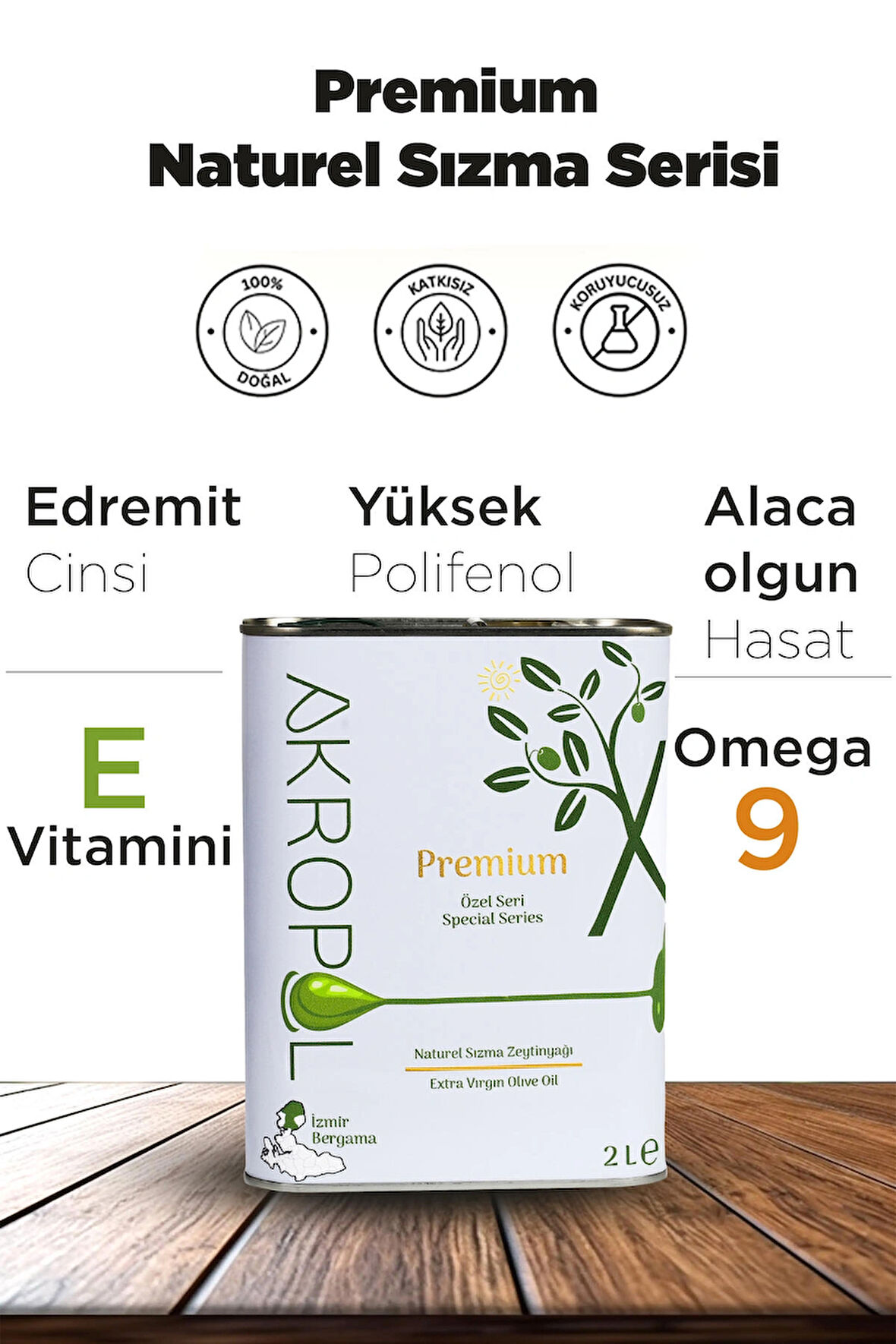 Zeytinyağı 2 Litre Teneke - Soğuk Sıkım Alaca Hasat Naturel Sızma Zeytinyağı - %100 Organik