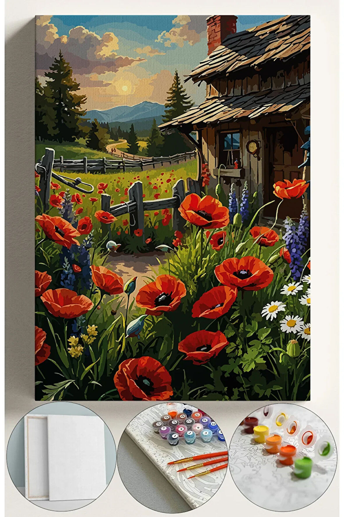 Sayılarla Boyama Seti Numaralı Tuval Fırça Boya 40x50 Cm - GELİNCİK EVİ