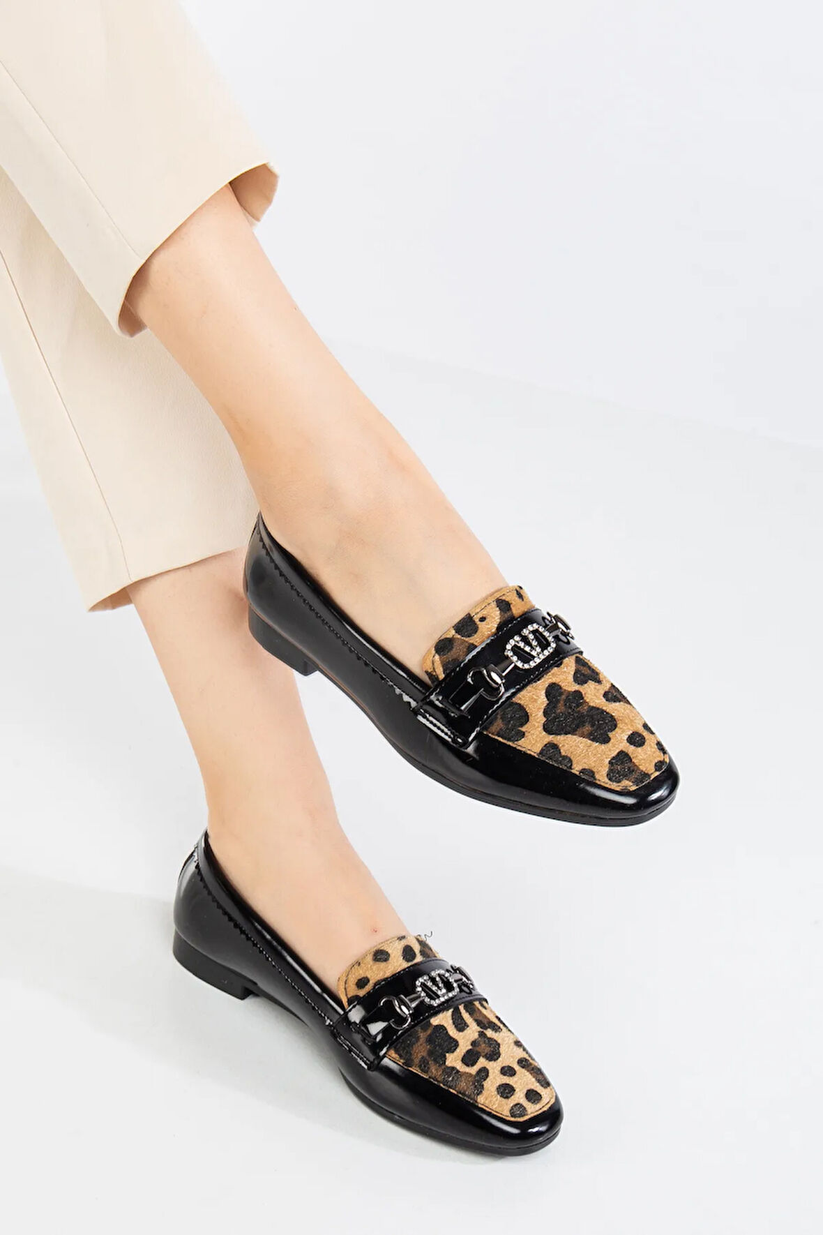 Leopar Desen Kadın Loafer