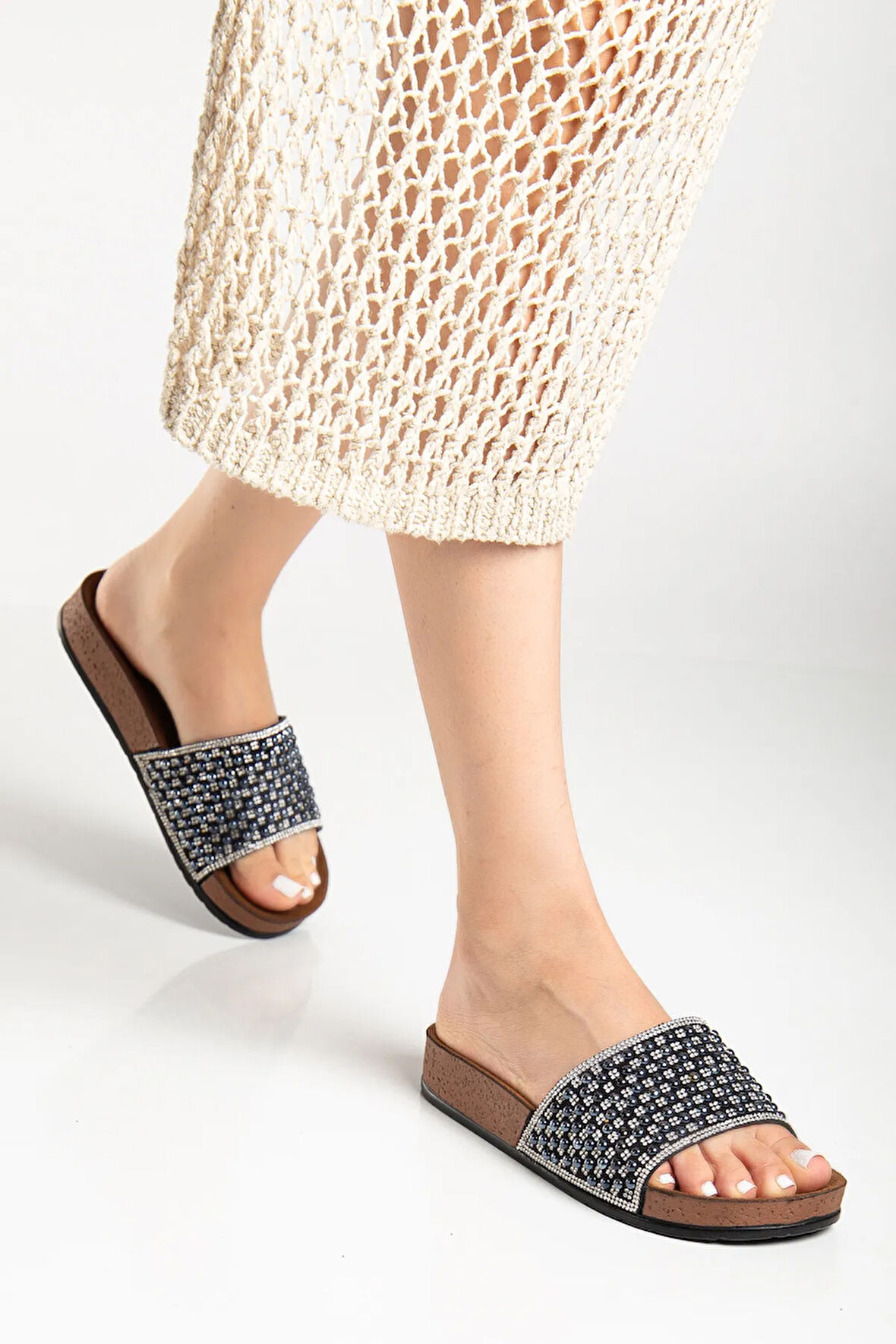 Pien Model Taşlı Şık Kadın Terlik Ayakkabı