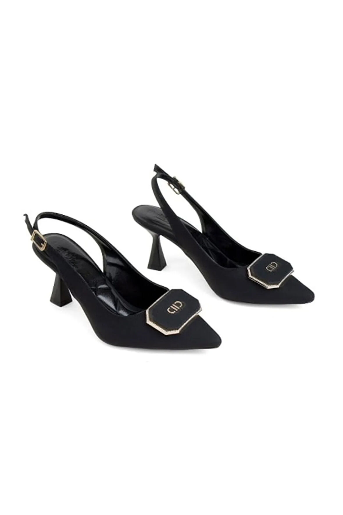 Kadın Tokalı Topuklu Ayakkabı Siyah T-1387