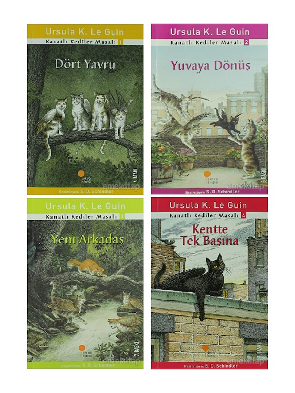 Kanatlı Kediler Masalı 4 Kitap Set Ursula K. Le Guin (Dört Yavru, Yuvaya Dönüş, Yeni Arkadaş, Kentte Tek Başına)