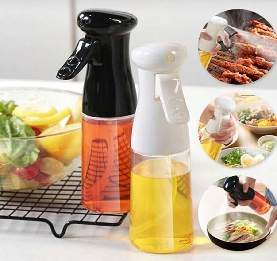 Sprey Yağlık Cam Yağdanlık Airfryer Fritöz Yağ Püskürtücü - Gerçek Püskürtme 300 ml