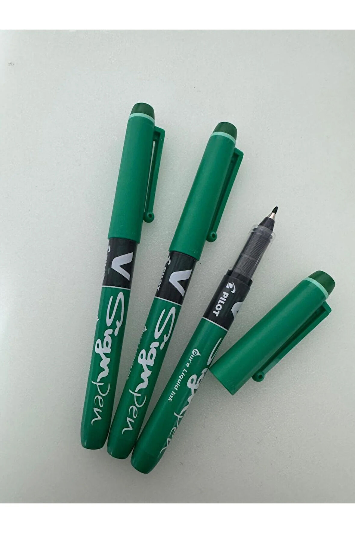 Roller Kalem Signo Pen İmza Kalemi Yeşil Kırmızı Siyah Mavi (4 Adet)