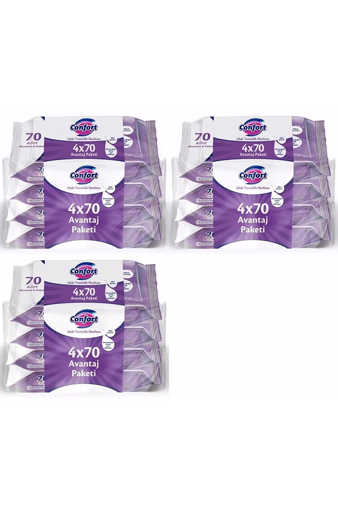 confort Islak Temizlik Havlusu Mendili Avantaj Paket 4x70 (3 PAKET)