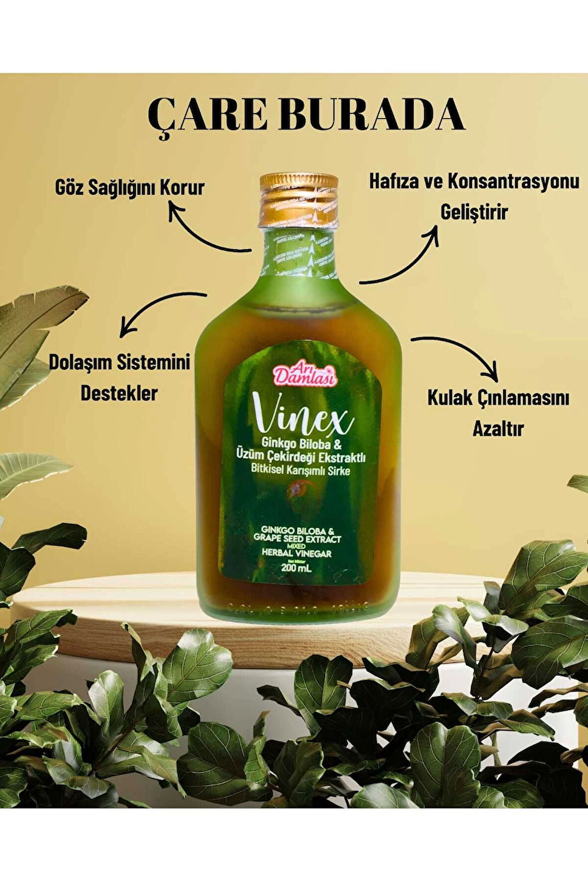 Ginkgo Bloba & Üzüm Çekirdeği Ekstraklı Sirke