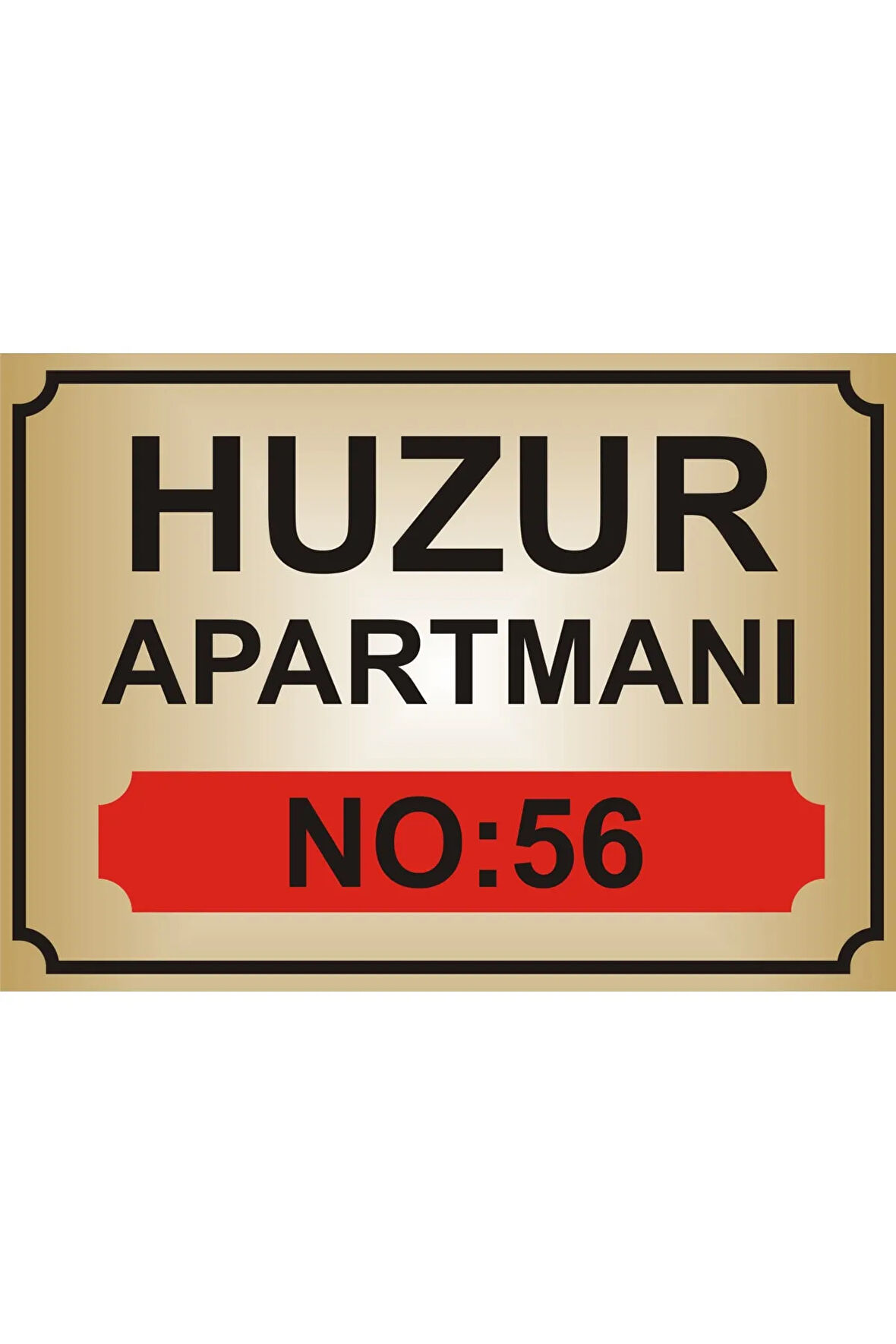 Apartman İsim Tabelası Aliminyum AYNALI Gold Metal Levha