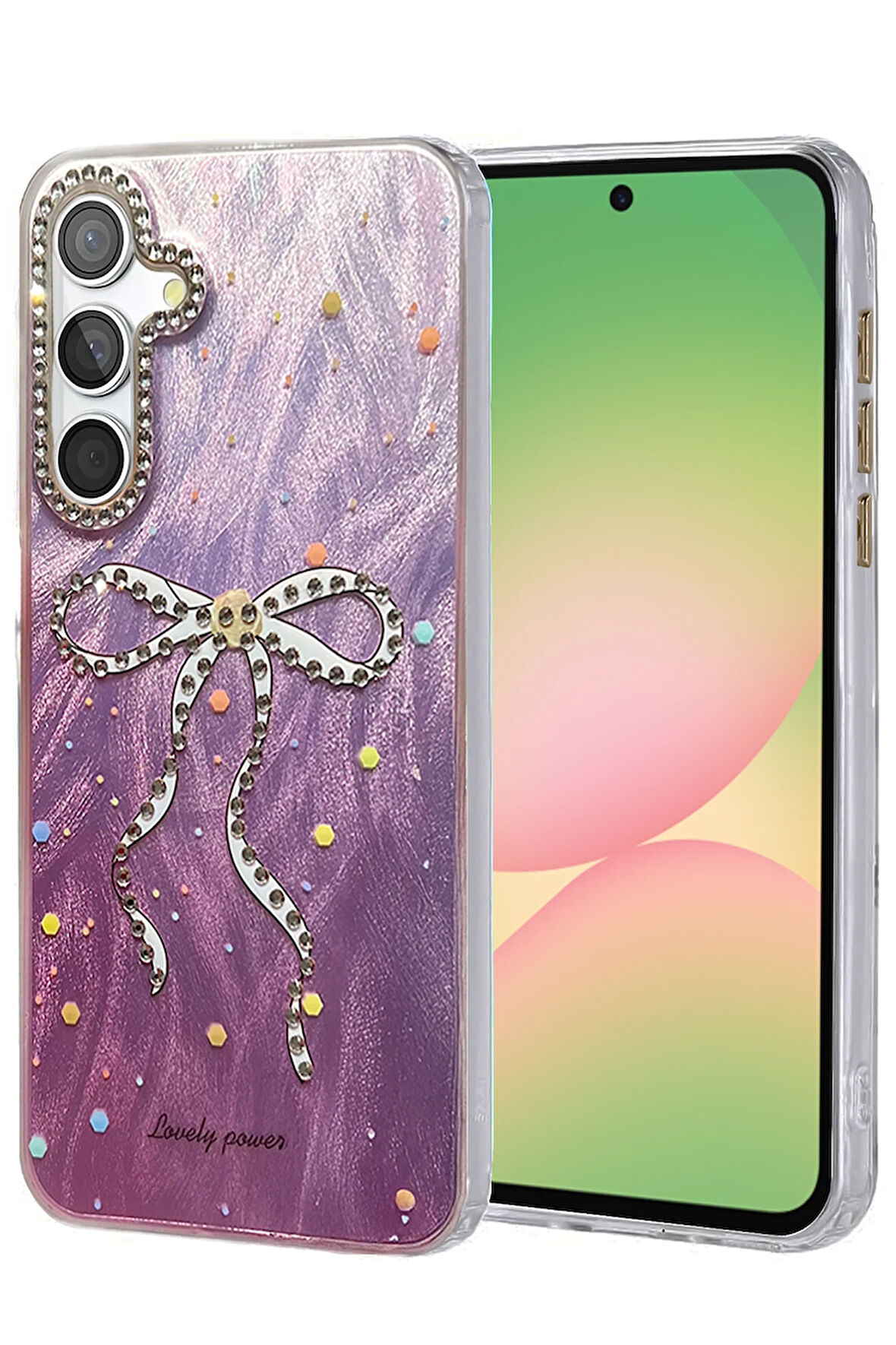 Samsung Galaxy A24 4G Kılıf Parlak Desenli Taşlı Azn-Blade