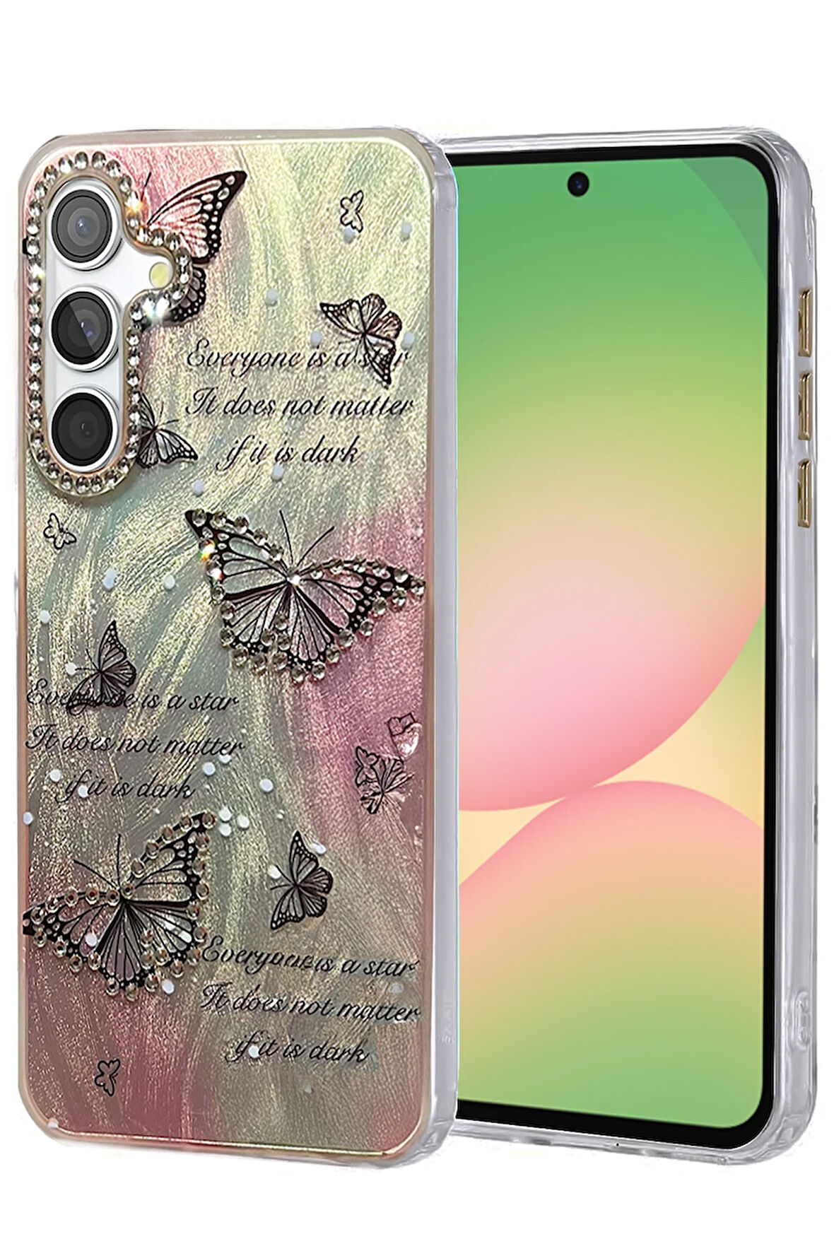 Samsung Galaxy A34 5G Kılıf Parlak Desenli Taşlı Azn-Blade