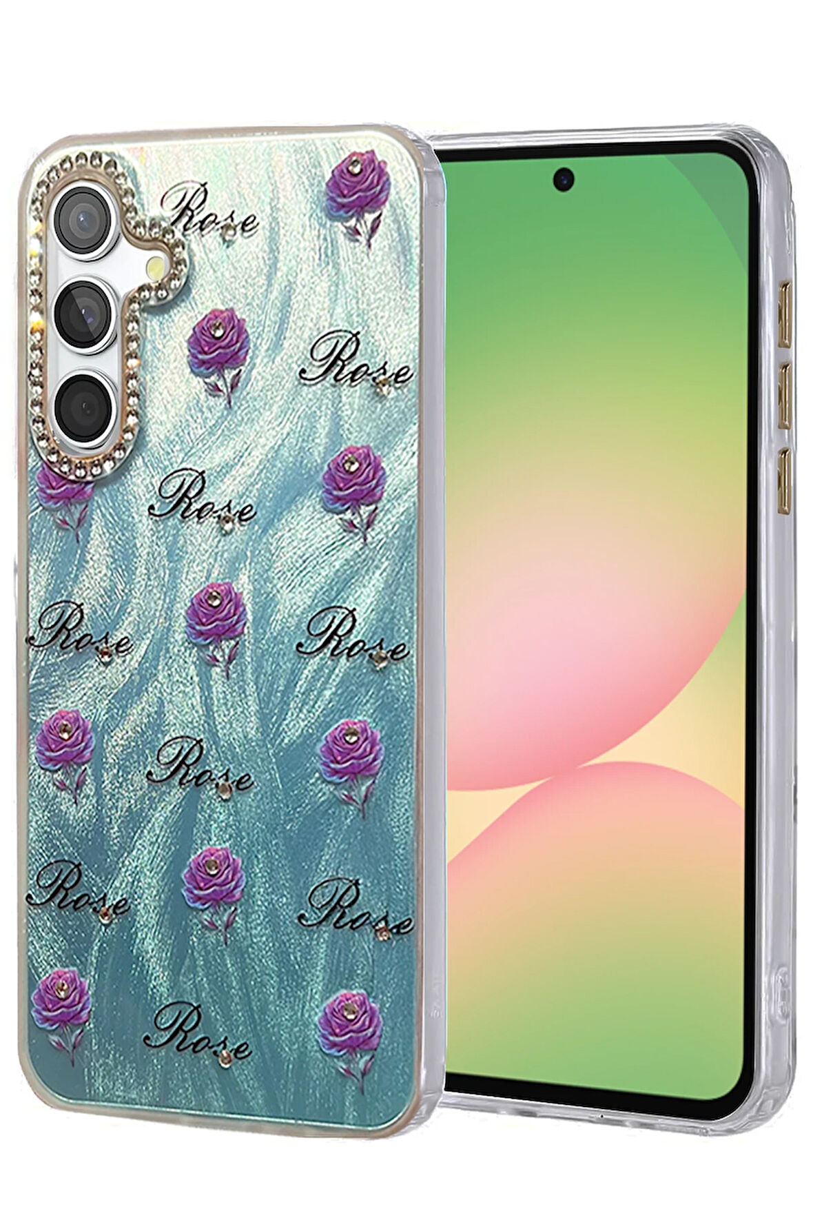 Samsung Galaxy A56 Kılıf Parlak Desenli Taşlı Azn-Blade