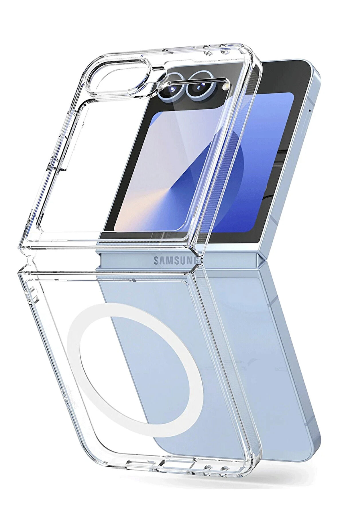 Samsung Galaxy Z Flip 7 Kılıf Wireless Şarj Destekli Şeffaf Azn-Magneticsafe
