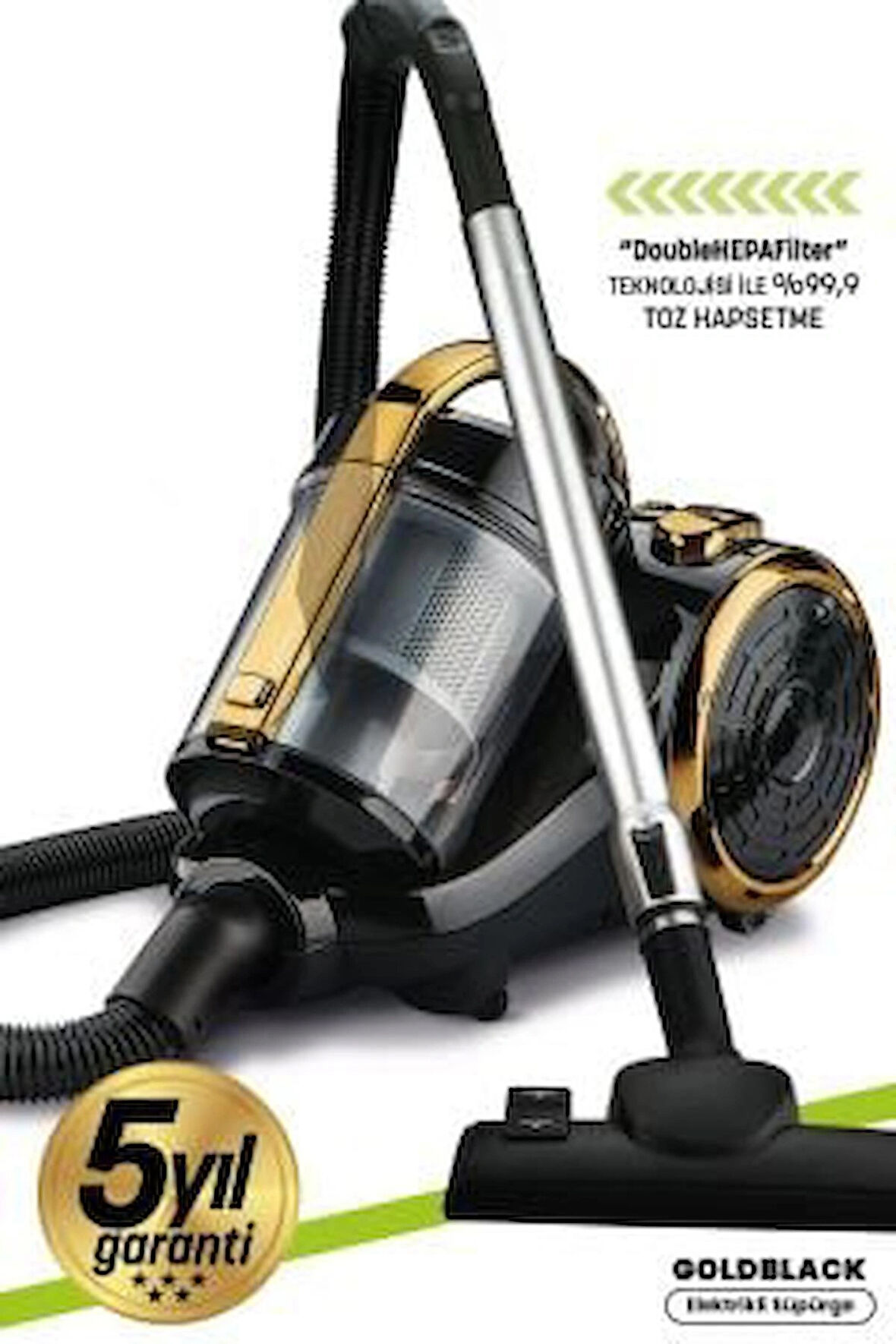 Goldmaster GM 7560 Gold Black 800 W Toz Torbasız Süpürge