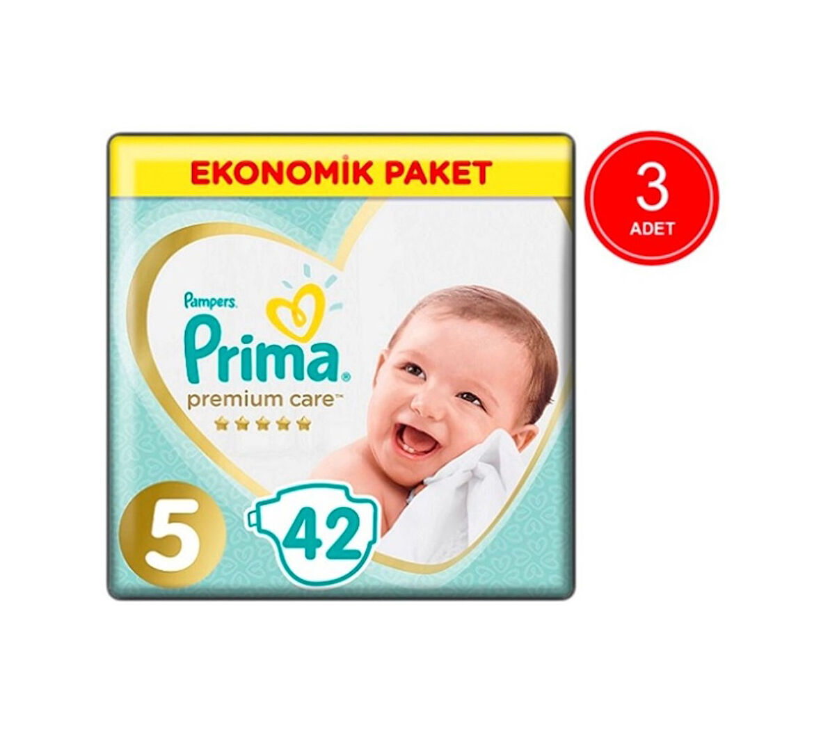 Prima Bebek Bezi Premium Care 5 Numara Ekonomik Paket 3 x 42=126 Adet
