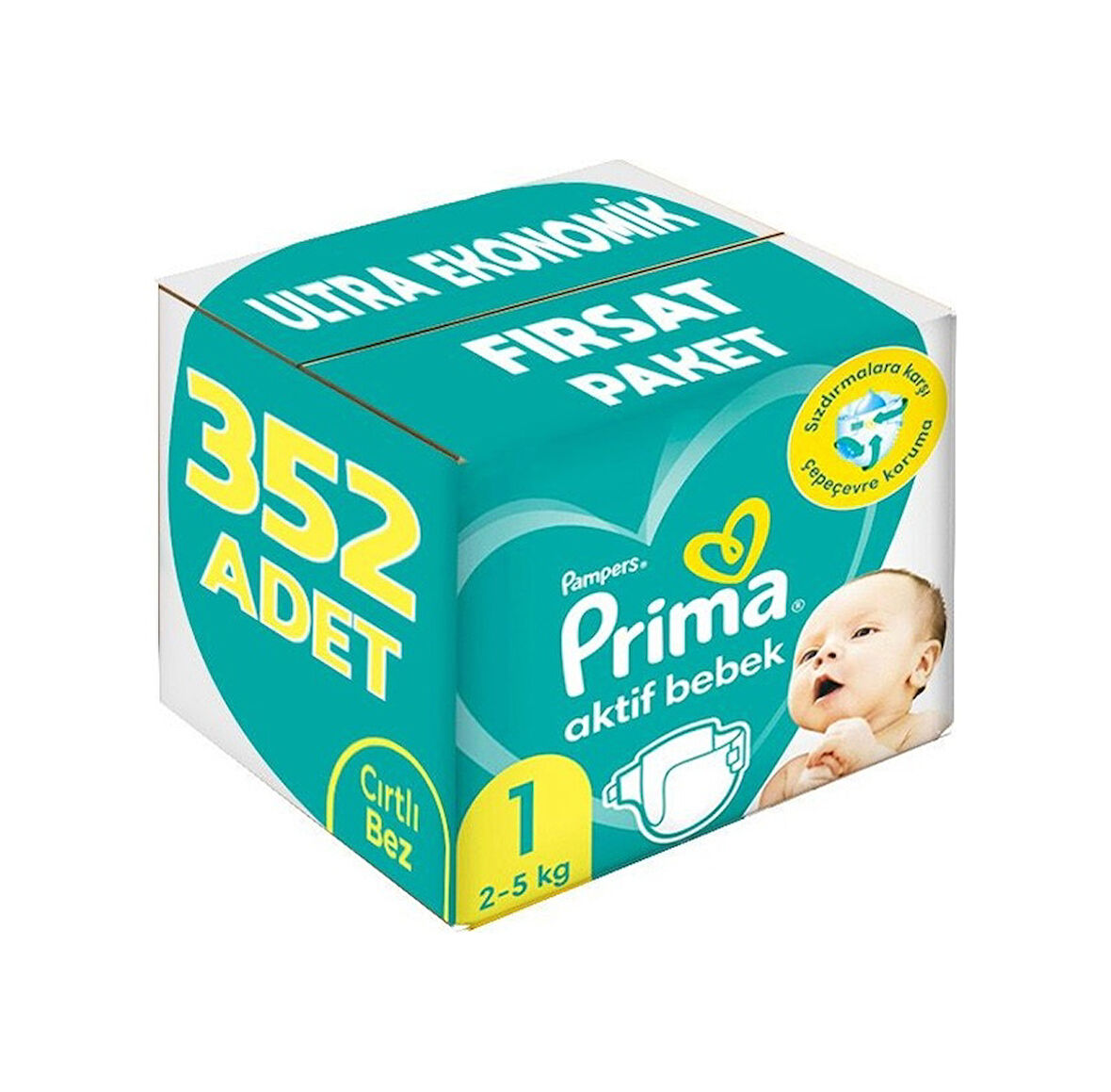 Prima Bebek Bezi 1 Numara 2-5 KG Yenidoğan Ultra Ekonomik Paket 352 Adet