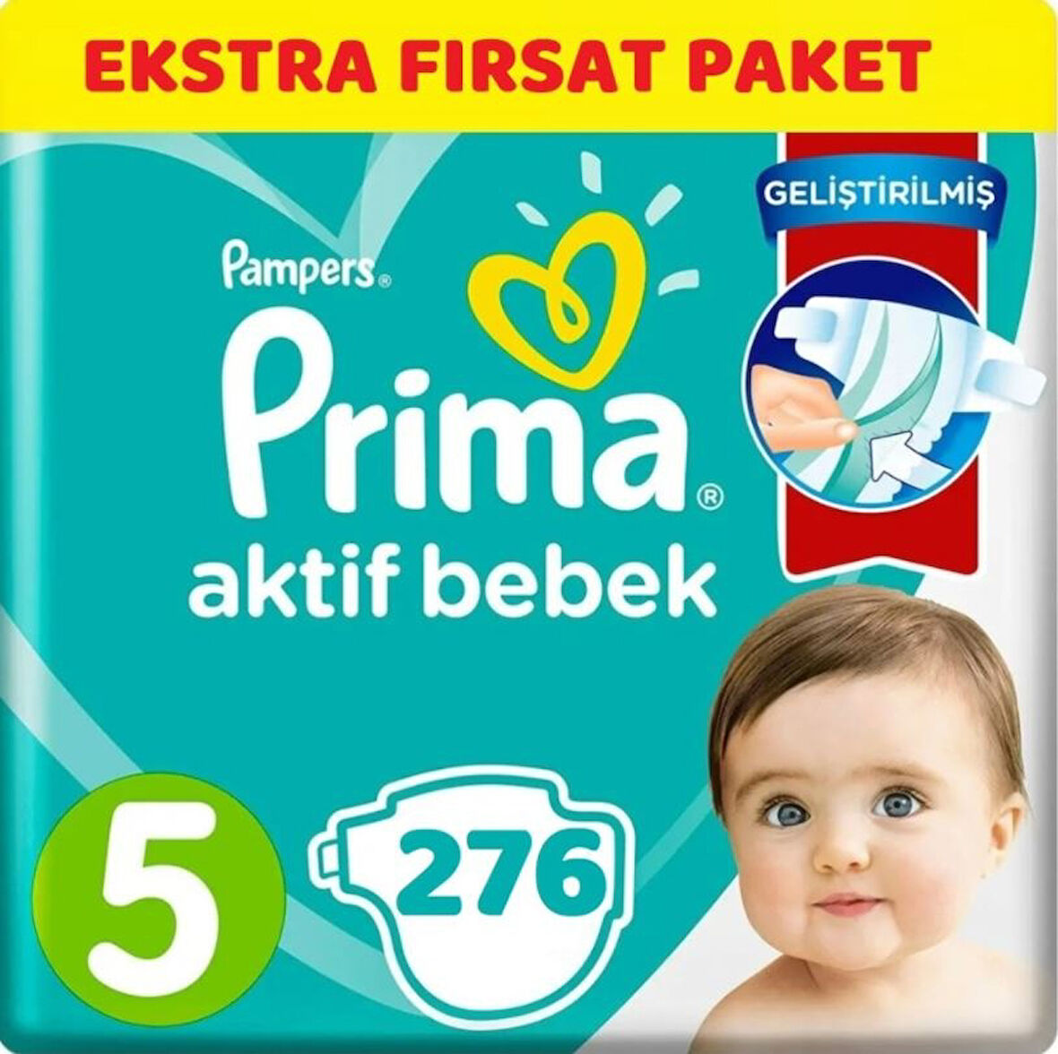 Prima Pampers Aktif Bebek Ekstra Fırsat Paket Bebek Bezi 11-16 KG 5 Beden 276 Adet
