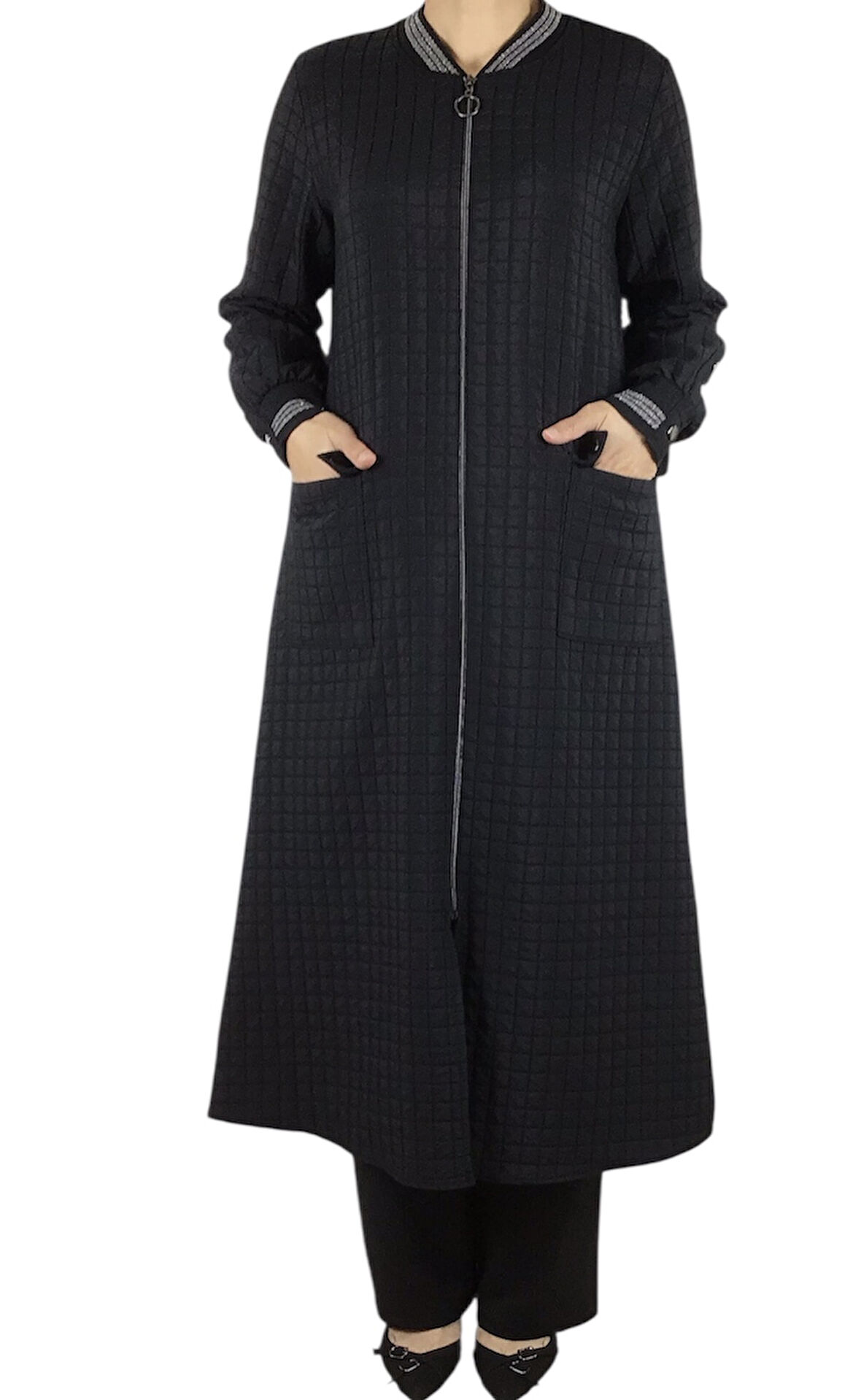 KADIN ÖNÜ FERMUARLI ÜSTTEN CEPLİ KOLAĞZI VE YAKA RİBANALI MEVSİMLİK SPOR KAP