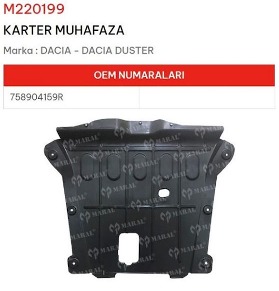 KARTER MUHAFAZA DACIA DUSTER 758904159R GOLD