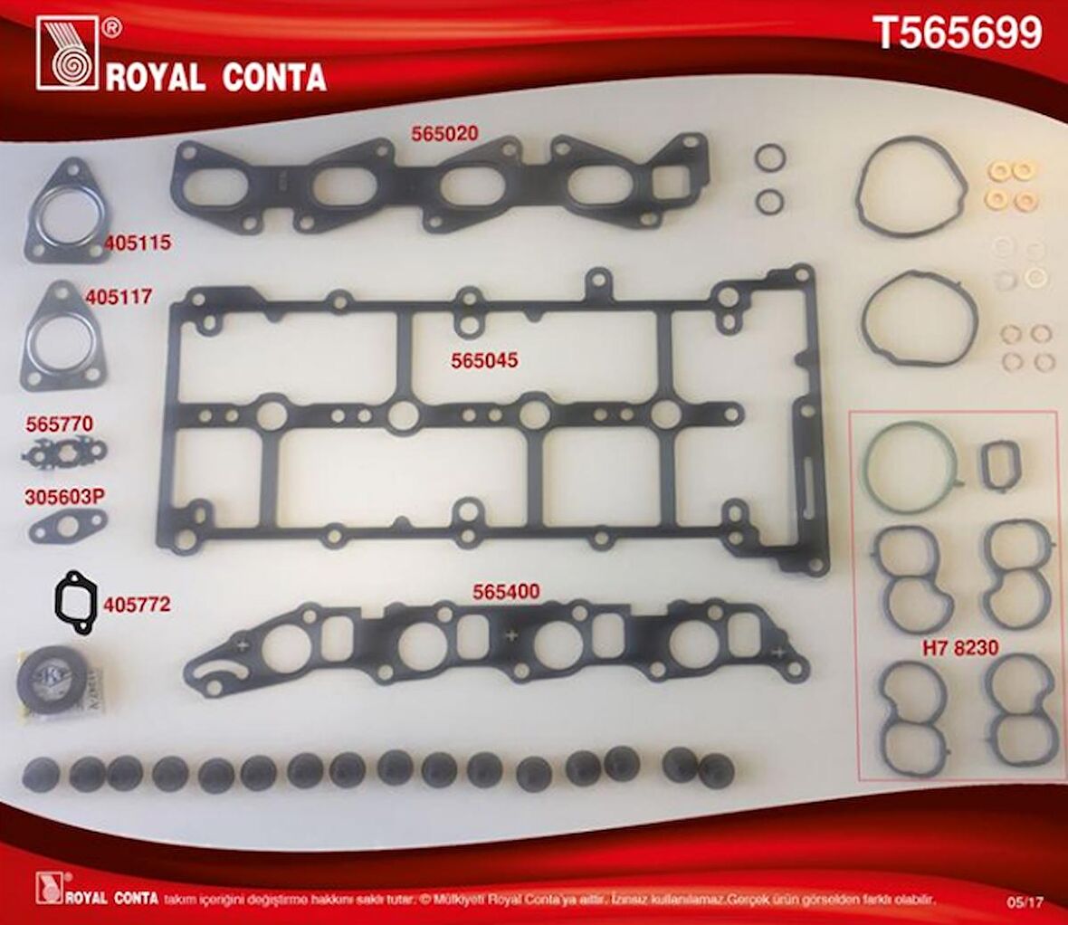 ÜST TAKIM CONTA SKT KEÇELI S.LASTIKLI SILINDIR KAPAK CONTASIZ FIAT BRAVO II  DOBLO  LINEA 1.6 MULTIJET DIZEL 71769851-71754668 GOLD