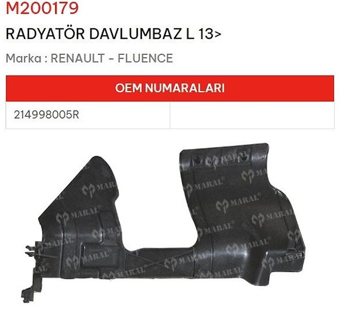 RADYATÖR DAVLUMBAZ SOL 13&gt; FLUENCE 214998005R GOLD
