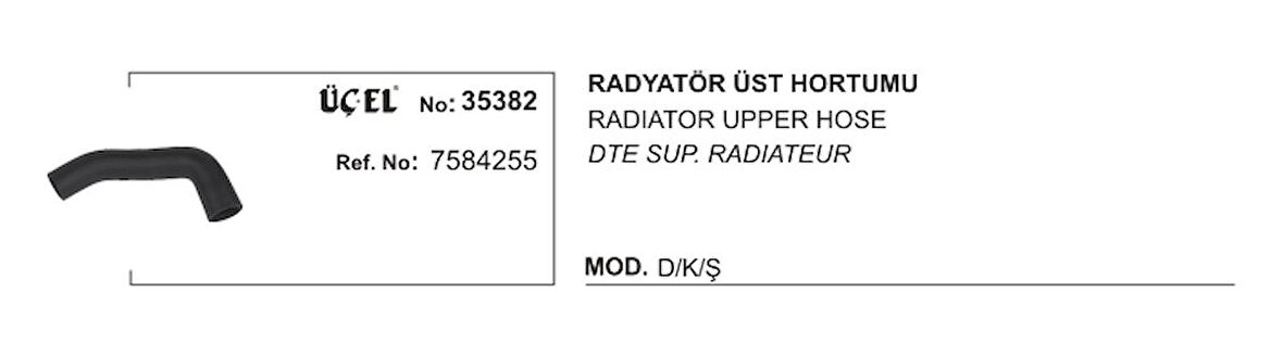 RADYATÖR HORTUMU ÜST 35382 DKS 7584255 7584255 GOLD