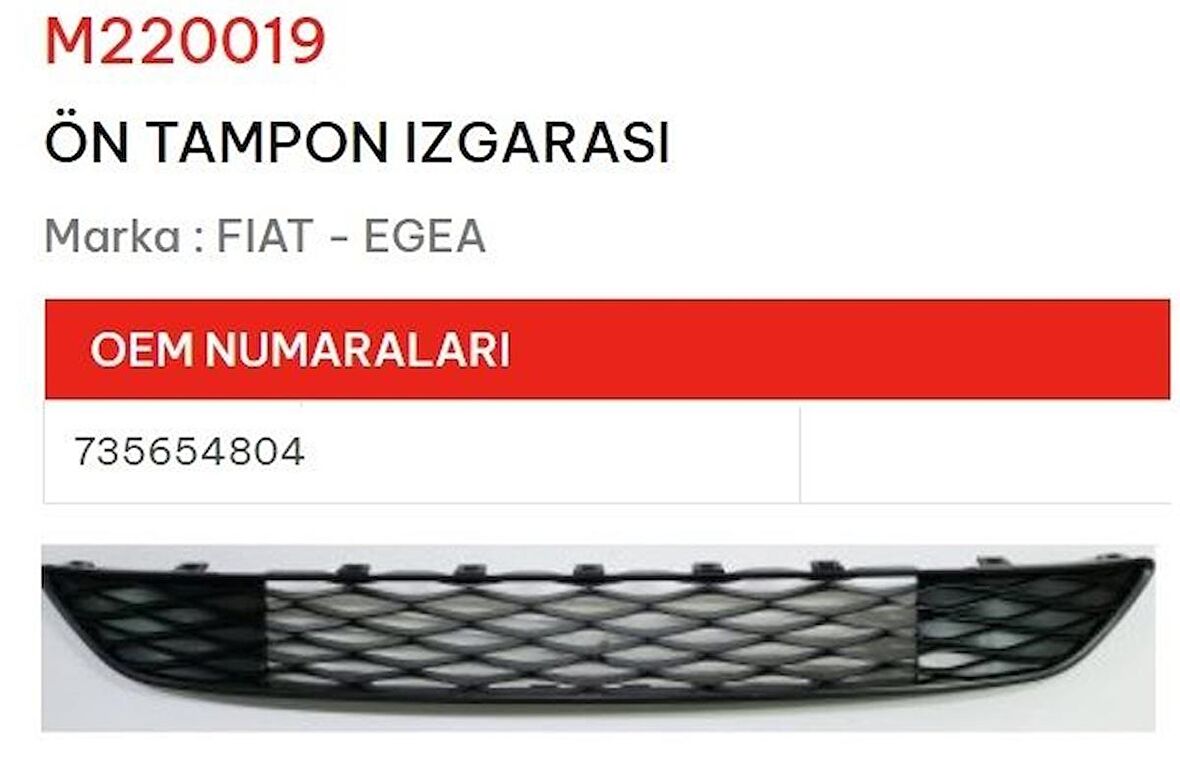 Fiat Egea Ön Tampon Izgarası 735654804 NS GOLD