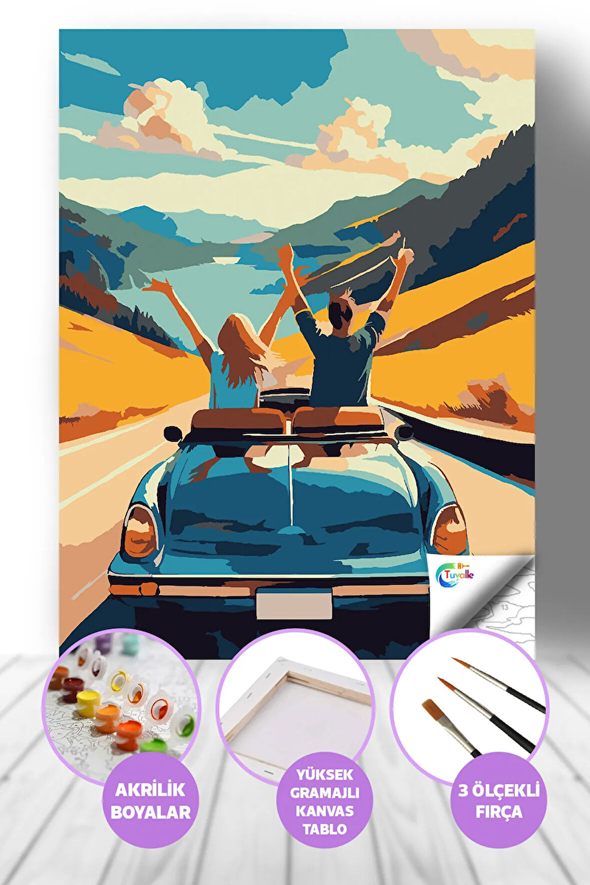Göz Alabildiğince Özgürlük Sayılarla Boyama Seti, Hobi Seti, 40X50 Tablo, Fırça Boya, Numaralı Tuval