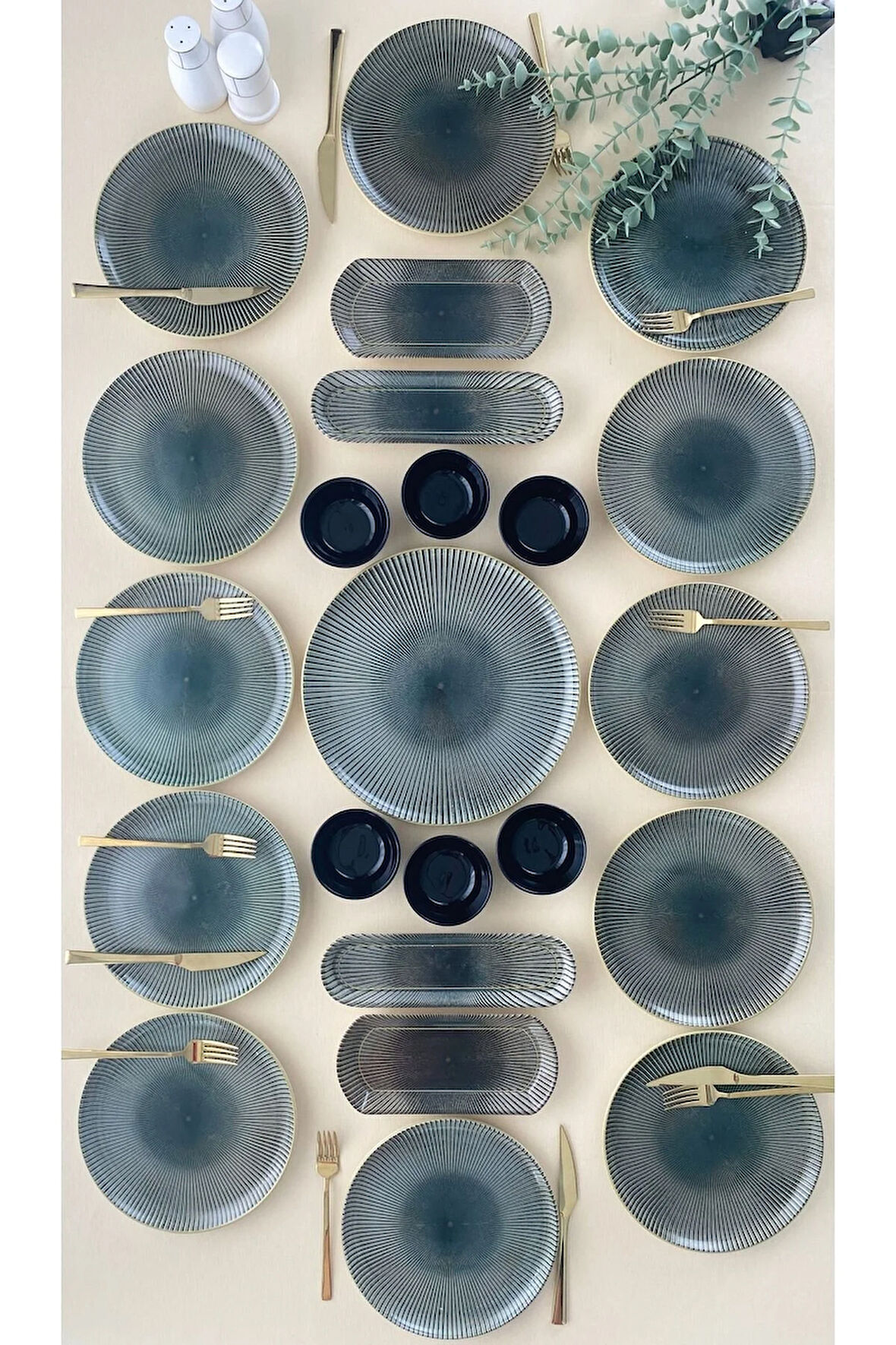 Green Gold 12 Kişilik 23 Parça With Saucer Kahvaltı Takımı