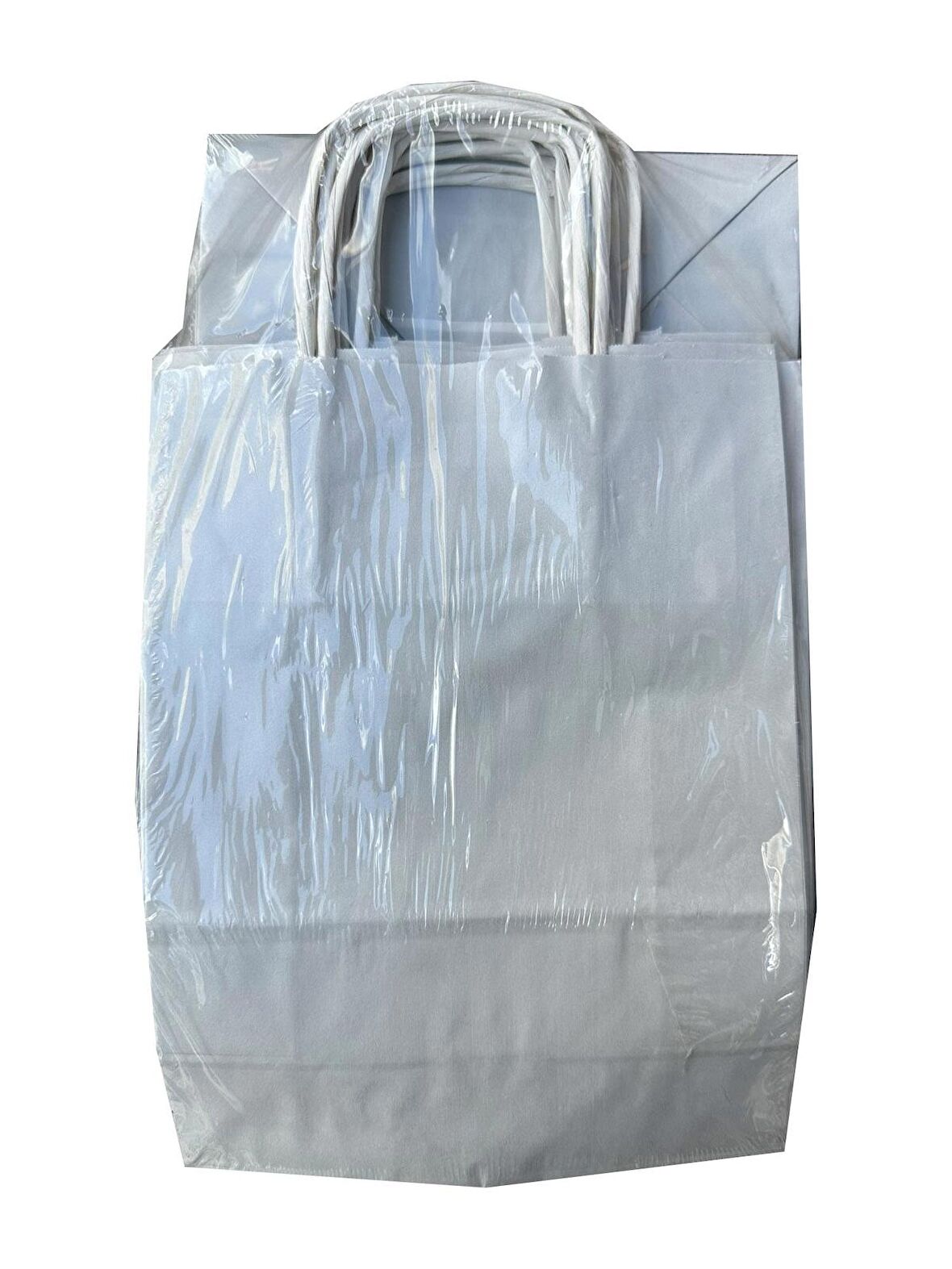 Büküm Saplı Kraft Kağıt Karton Hediyelik Çanta Poşet Torba - Gri - 25x31 Cm. - 25 Adetlik Paket