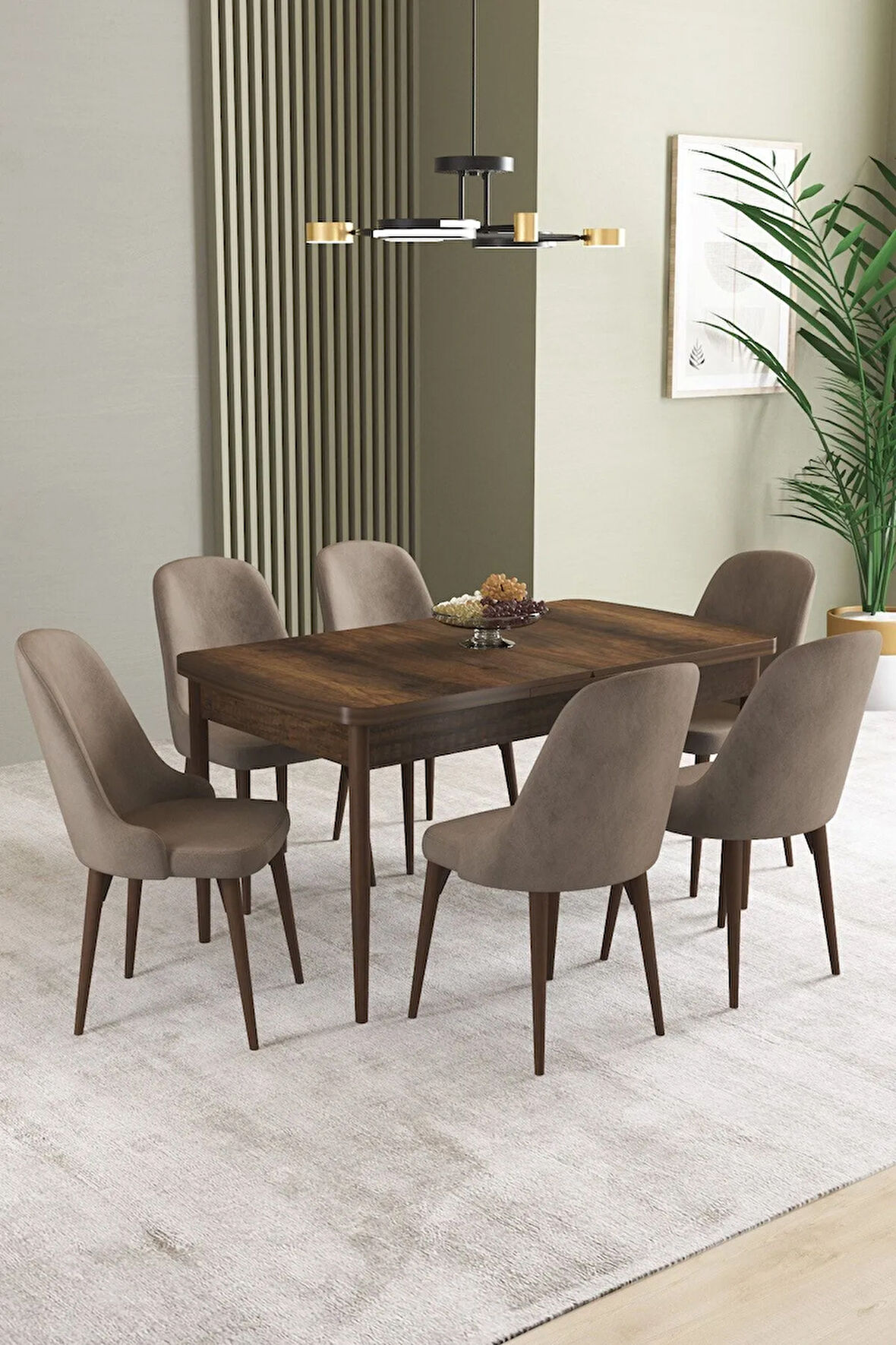 Milas Beyaz Mermer Desen 80x132 MDF Açılabilir Yemek Masası Takımı 4 Sandalye, 1 Bench