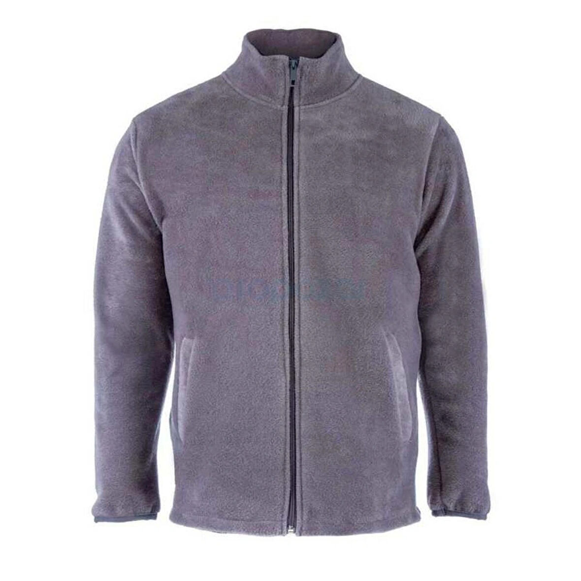 Unisex Cepli Tam Gri Fermuarlı Polar Mont