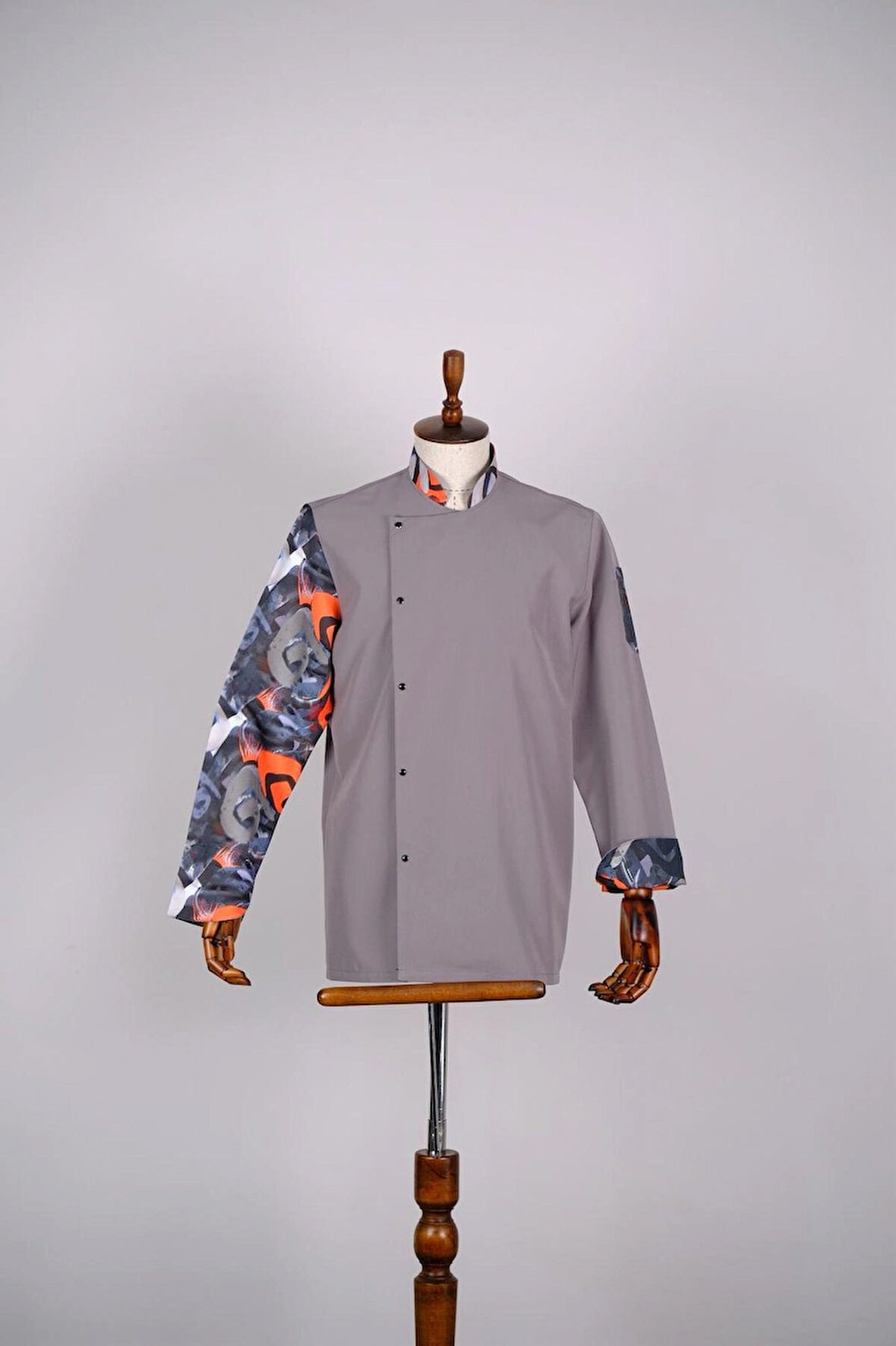 Aşçı Ceketi ithal Kumaş Desenli Unisex Çıtçıtlı Uzun Kollu Chef Aşçı Mutfak Ceketi