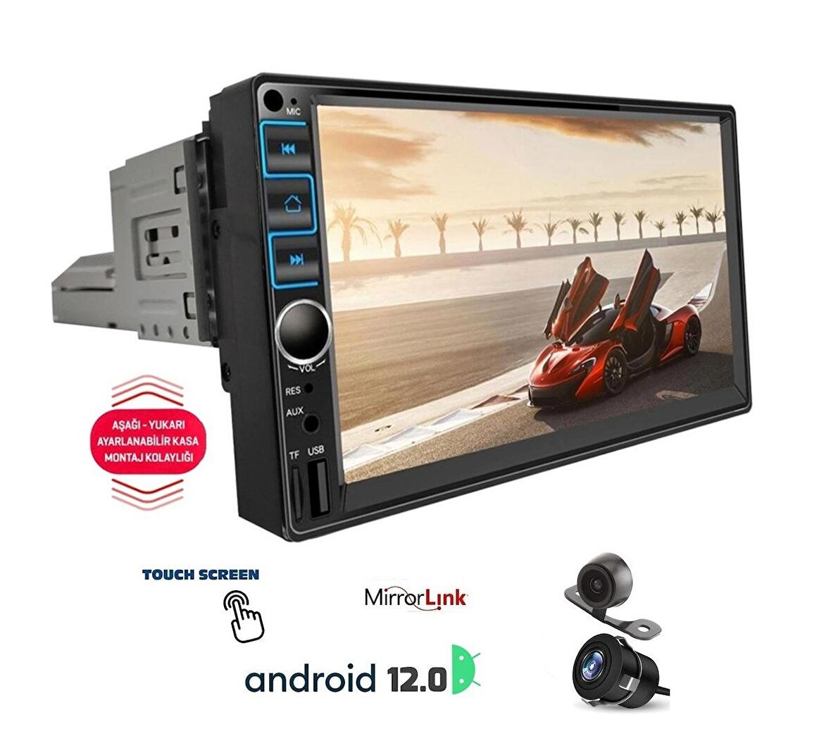 Twogo Go Şahin Up And Android 12 Carplay 7 Inch 2GB Ram 32 GB Hafıza Amfi Çıkışlı 4*60W Oto Teyp