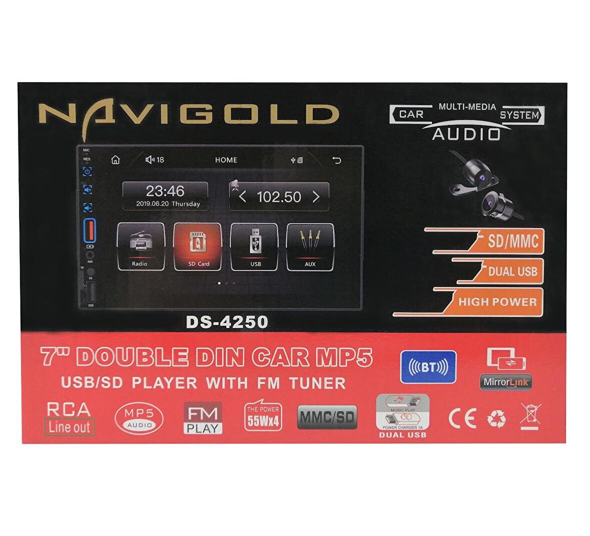 Garaj Dünyası Navigold Double Teyp DS-4250 7 Inch BT/USB/FM/AUX Geri Görüş Kamerası