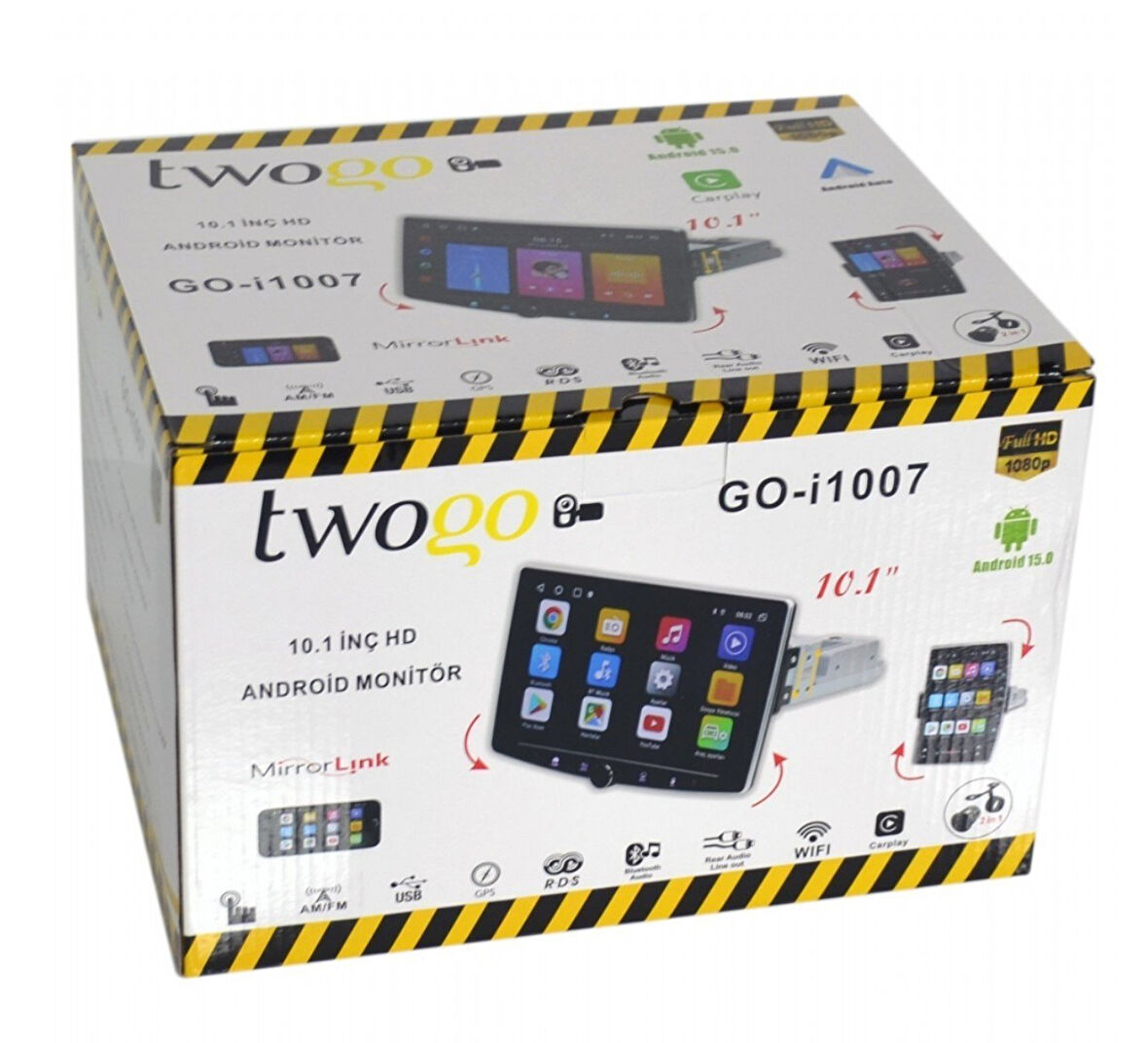 Twogo GO-i1007 Android Monitör 10,1 inç HD Dokunmatik Ekran Carplay, 2GB+32GB 60Wx4 GPS BT