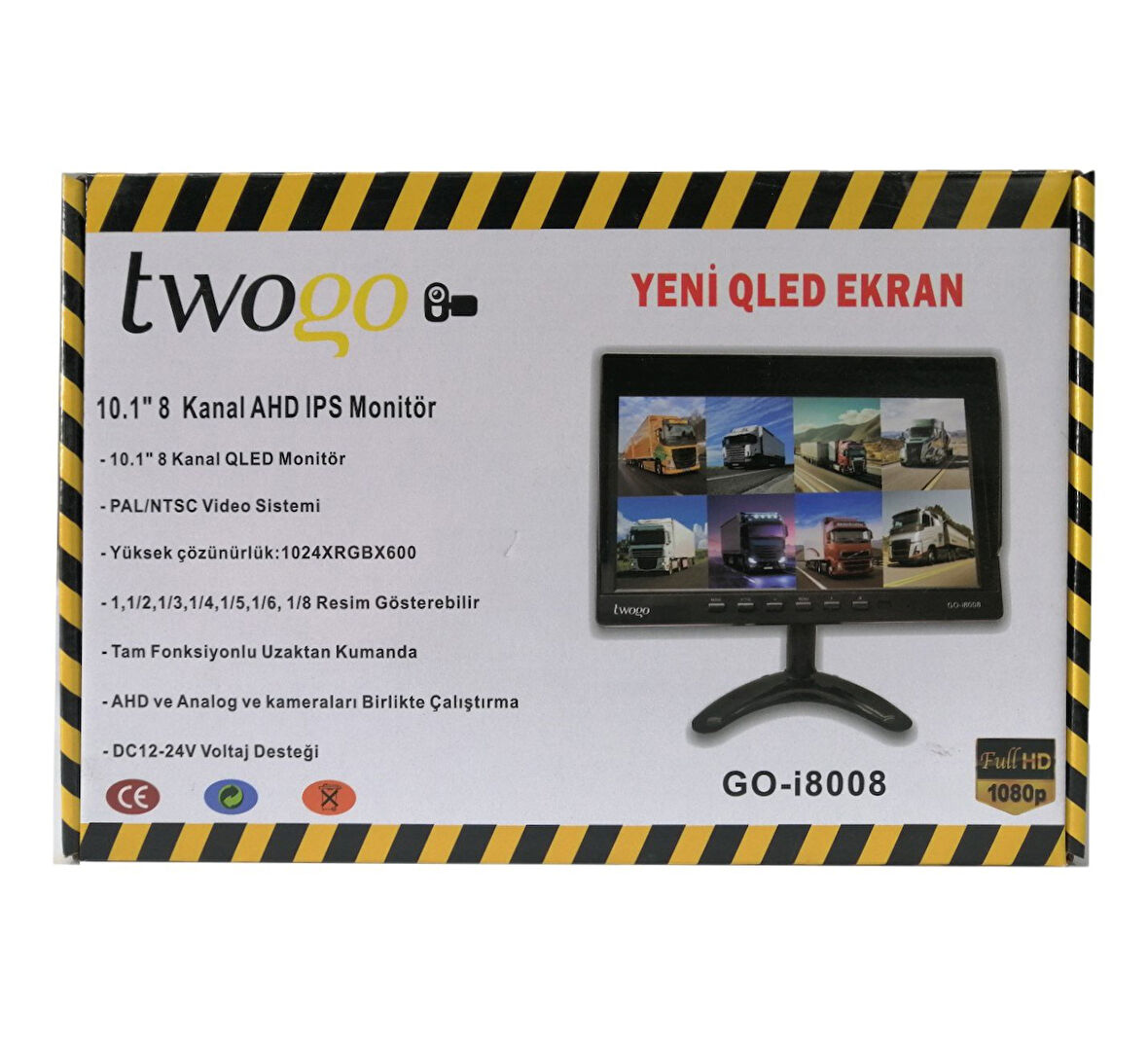 Twogo GO-İ8008 Monitör 8 Kanal 10 İnch Ekran AHD IPS Ekran 8 Kamera Dahil (Kayıt Yapmaz)