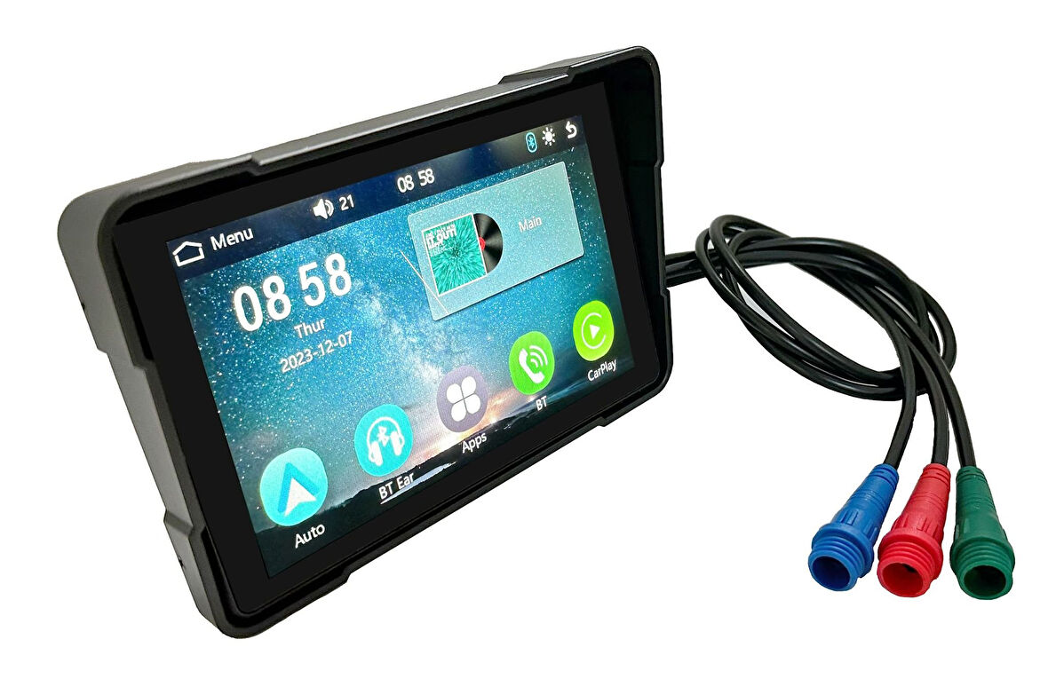 Twogo GO-IX 5" Dokunmatik Waterproof BT Android Auto Carplay Çiftli Motorsiklet DVR Araç Kamerası