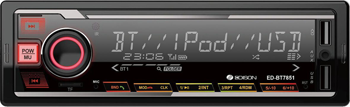 Edison ED-BT7851IC Oto Teyp MP3 Çalar/FM Radyo/USB/AUX/SD/BT/2 Amfi Çıkış/4*60W/APP Kontrol/Kumanda