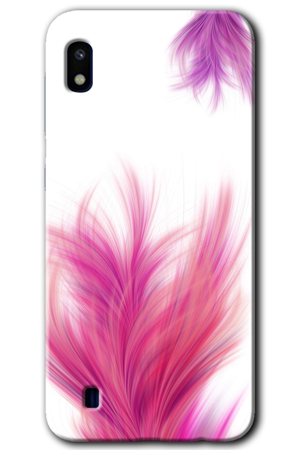 Galaxy A10 Kılıf HD Desen Baskılı Arka Kapak - Pembe Tüy 