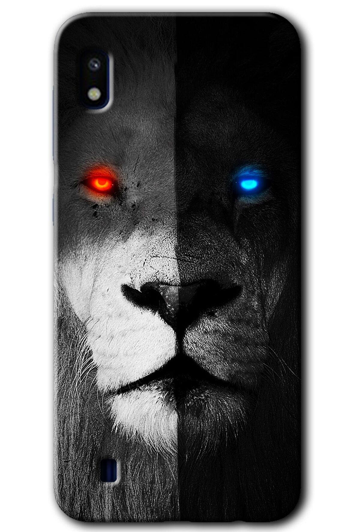Galaxy A10 Kılıf HD Desen Baskılı Arka Kapak - Fire and Ice Lion 