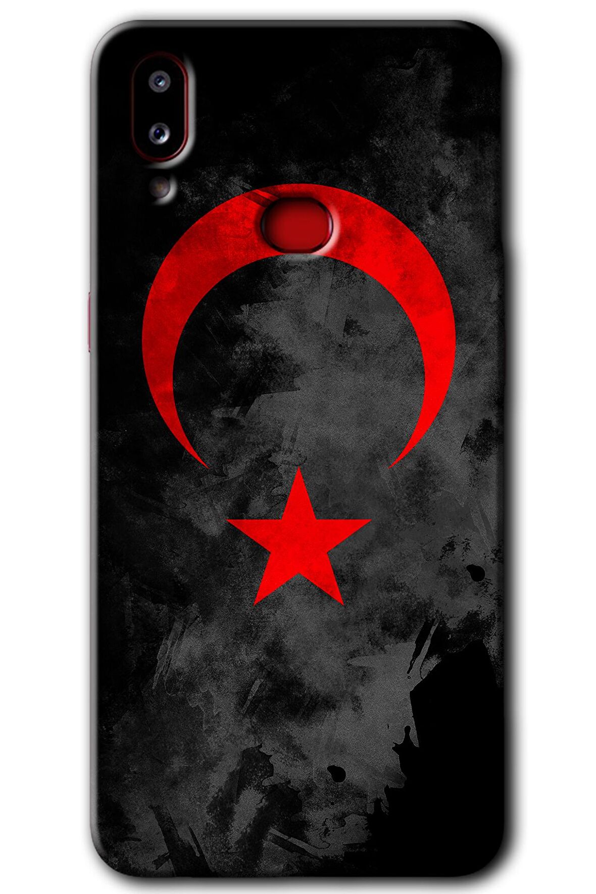 Galaxy A10s Kılıf HD Desen Baskılı Arka Kapak - Black Ayyıldız 